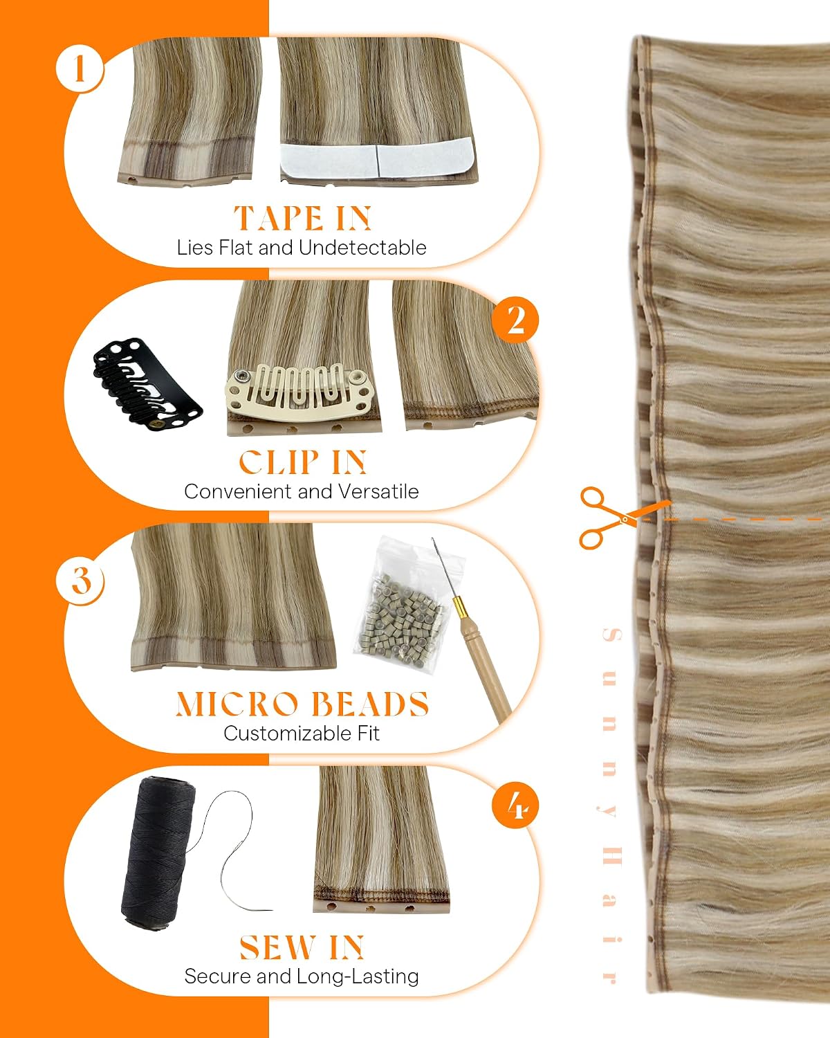 Sunny Hair Butterfly Weft Hair Extensions Human Hair 100g for Date Night | Double Layered Micro Bead Weft for Daily Wear, Golden Blonde Highlights, Layered Fullness, Party Styling, 18 Inch - pokemaSunny Hair Butterfly Weft Hair Extensions Human Hair 100g for Date Night | Double Layered Micro Bead Weft for Daily Wear, Golden Blonde Highlights, Layered Fullness, Party Styling, 18 Inch