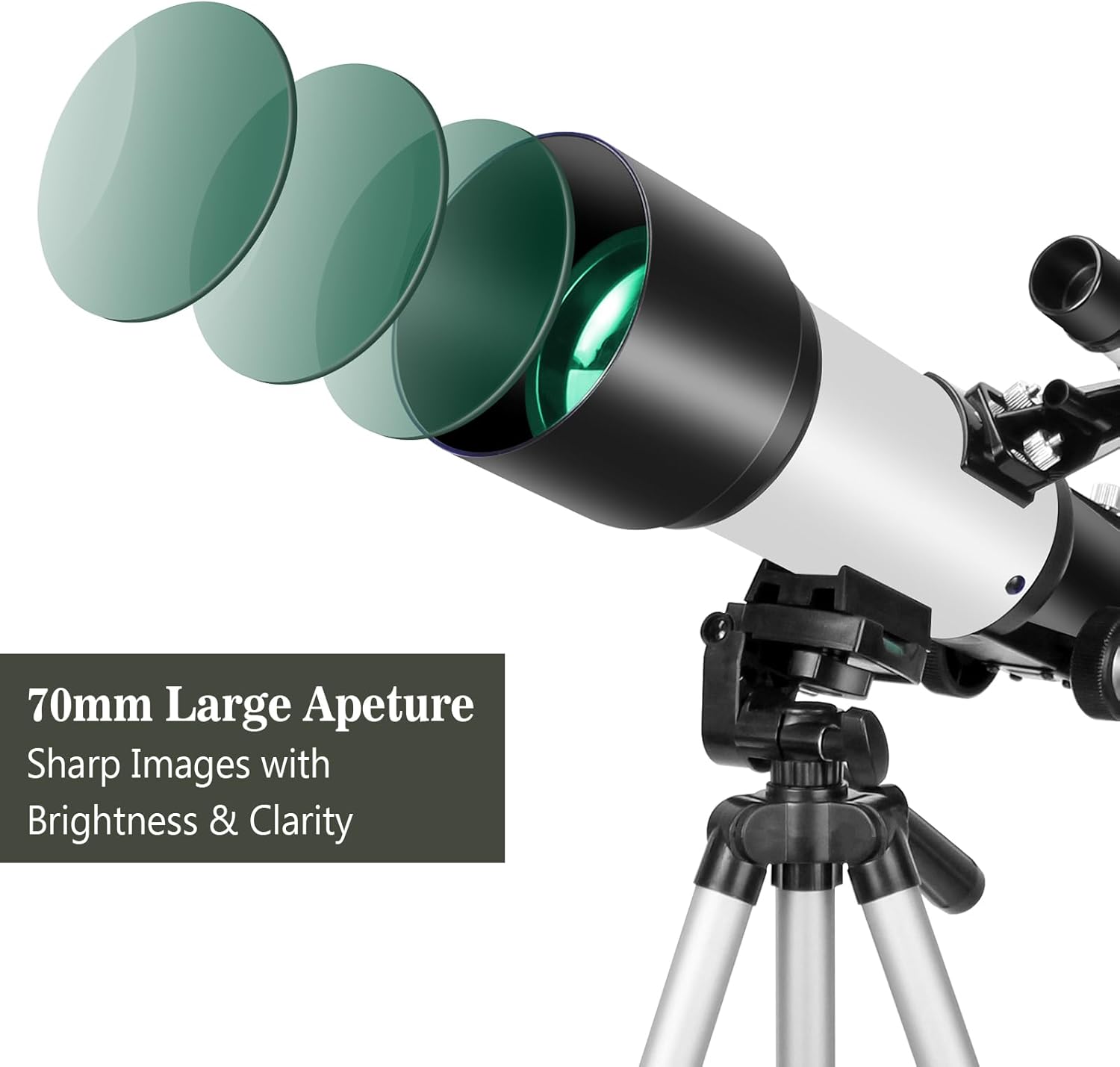 Telescope for Adults Beginners, 70mm Aperture 400mm AZ Mount Fully Multi-Coated Optics Refractor Portable Telescopes, Travel Telescope with Tripod Phone Adapter - pokemaTelescope for Adults Beginners, 70mm Aperture 400mm AZ Mount Fully Multi-Coated Optics Refractor Portable Telescopes, Travel Telescope with Tripod Phone Adapter