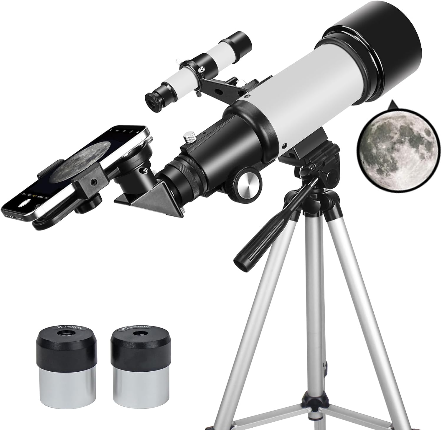 Telescope for Adults Beginners, 70mm Aperture 400mm AZ Mount Fully Multi-Coated Optics Refractor Portable Telescopes, Travel Telescope with Tripod Phone Adapter - pokemaTelescope for Adults Beginners, 70mm Aperture 400mm AZ Mount Fully Multi-Coated Optics Refractor Portable Telescopes, Travel Telescope with Tripod Phone Adapter