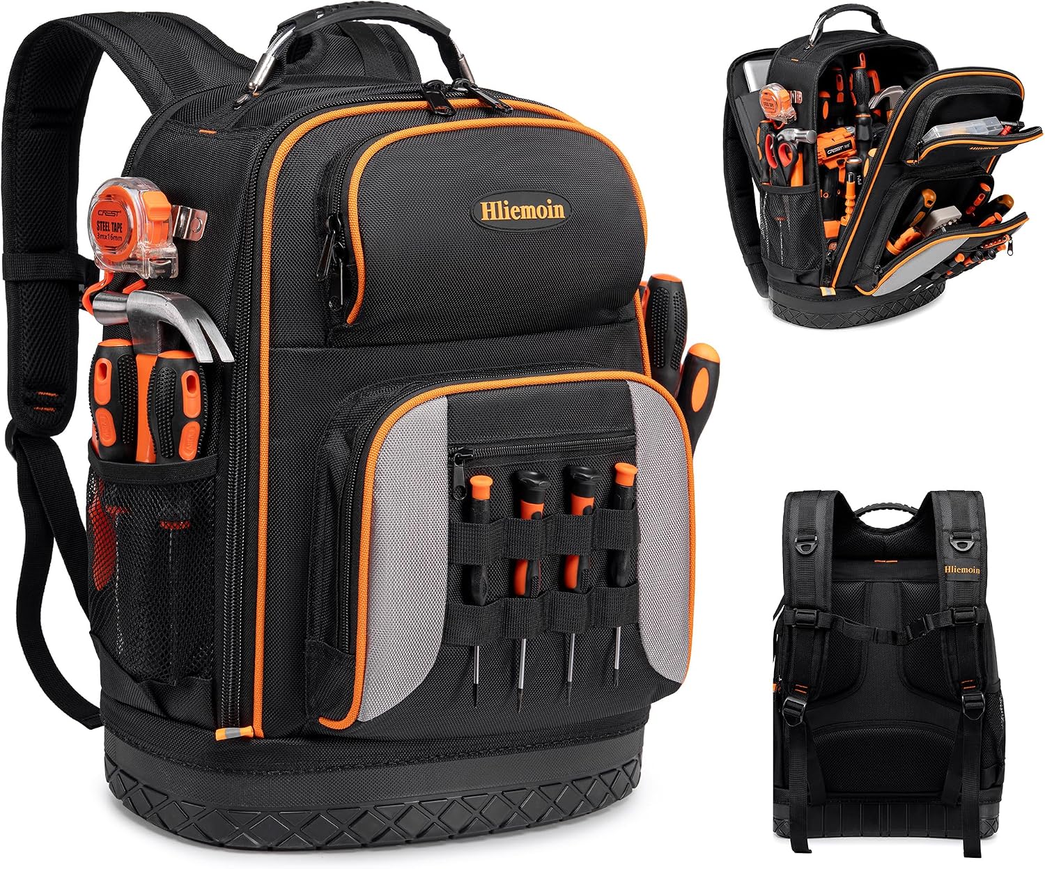 Tool Bag Backpack Heavy Duty 1680D Oxford, 75 Pockets & Loops Electrician Backpack, Large HVAC Tool Bags with Hard Bottom, Construction Work Technician Backpacks with 16’’ Laptop Compartment for Men - pokemaTool Bag Backpack Heavy Duty 1680D Oxford, 75 Pockets & Loops Electrician Backpack, Large HVAC Tool Bags with Hard Bottom, Construction Work Technician Backpacks with 16’’ Laptop Compartment for Men