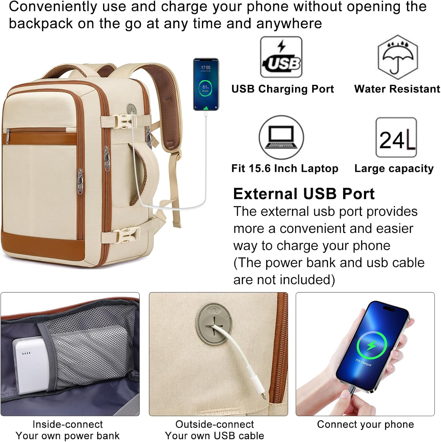 Travel Backpack for Women Flight Approved Carry On Travel Backpack with Shoe Pouch,TSA 15.6inch Laptop Sac à Dos Personal Item Bag for Weekender Overnight Bags Bookbag Travel Essentials,Beige - pokemaTravel Backpack for Women Flight Approved Carry On Travel Backpack with Shoe Pouch,TSA 15.6inch Laptop Sac à Dos Personal Item Bag for Weekender Overnight Bags Bookbag Travel Essentials,Beige