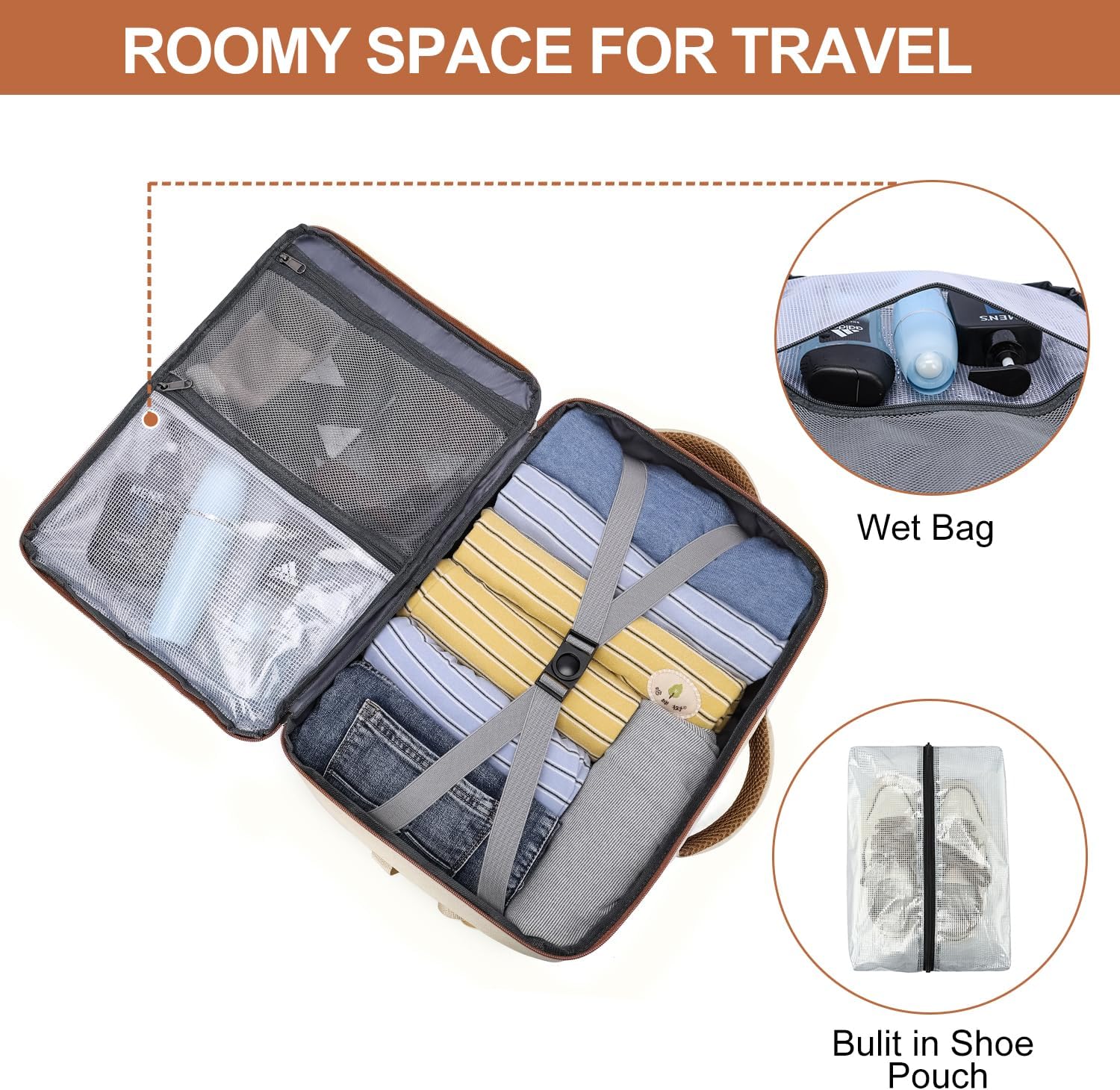 Travel Backpack for Women Flight Approved Carry On Travel Backpack with Shoe Pouch,TSA 15.6inch Laptop Sac à Dos Personal Item Bag for Weekender Overnight Bags Bookbag Travel Essentials,Beige - pokemaTravel Backpack for Women Flight Approved Carry On Travel Backpack with Shoe Pouch,TSA 15.6inch Laptop Sac à Dos Personal Item Bag for Weekender Overnight Bags Bookbag Travel Essentials,Beige