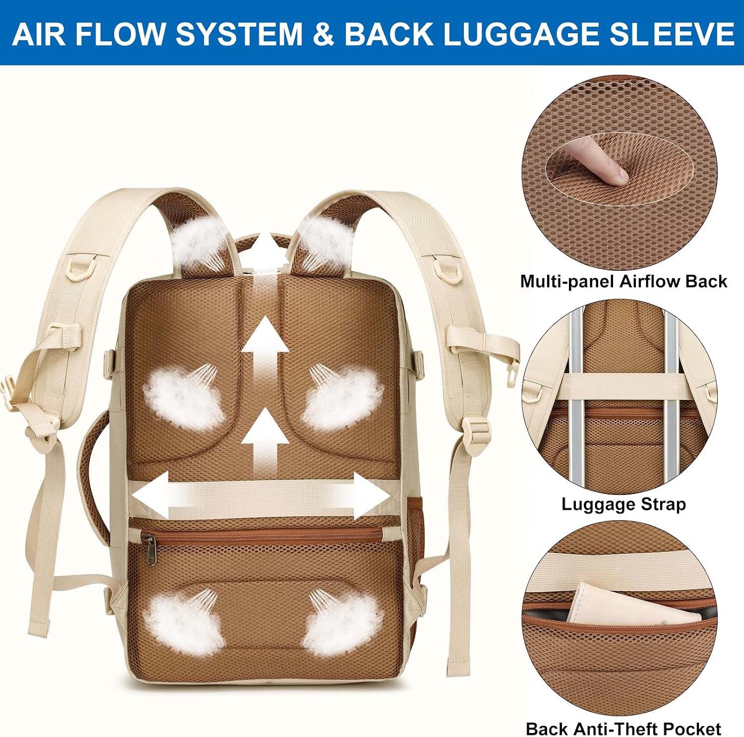 Travel Backpack for Women Flight Approved Carry On Travel Backpack with Shoe Pouch,TSA 15.6inch Laptop Sac à Dos Personal Item Bag for Weekender Overnight Bags Bookbag Travel Essentials,Beige - pokemaTravel Backpack for Women Flight Approved Carry On Travel Backpack with Shoe Pouch,TSA 15.6inch Laptop Sac à Dos Personal Item Bag for Weekender Overnight Bags Bookbag Travel Essentials,Beige