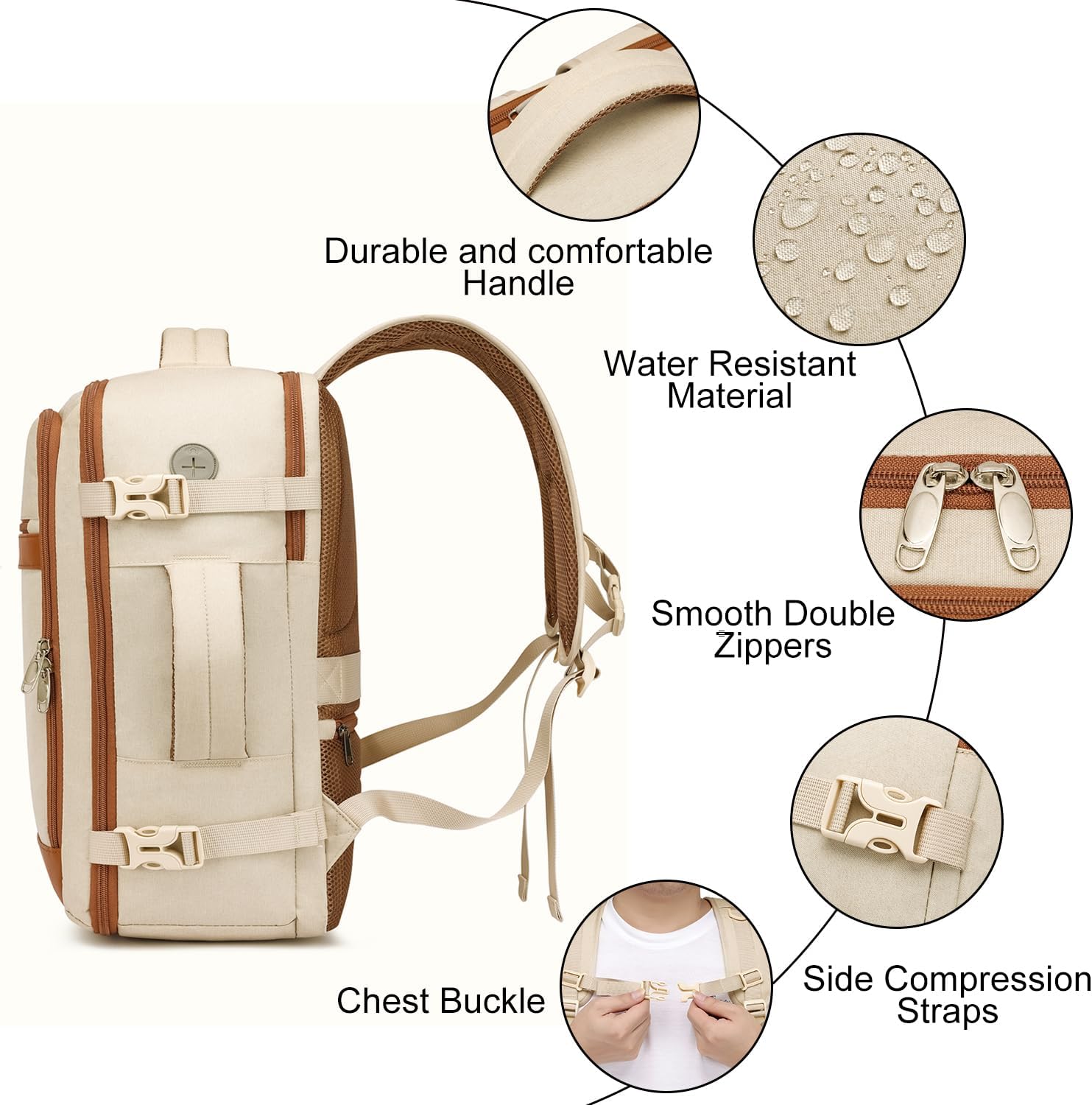 Travel Backpack for Women Flight Approved Carry On Travel Backpack with Shoe Pouch,TSA 15.6inch Laptop Sac à Dos Personal Item Bag for Weekender Overnight Bags Bookbag Travel Essentials,Beige - pokemaTravel Backpack for Women Flight Approved Carry On Travel Backpack with Shoe Pouch,TSA 15.6inch Laptop Sac à Dos Personal Item Bag for Weekender Overnight Bags Bookbag Travel Essentials,Beige
