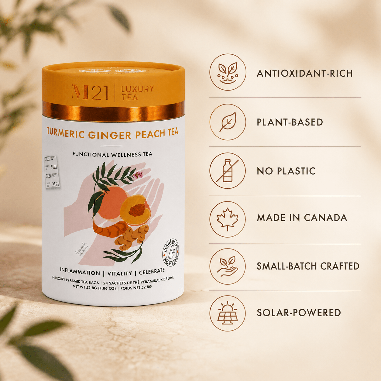 Turmeric Ginger Peach Luxury Tea | Canadian | 24ct - pokemaTurmeric Ginger Peach Luxury Tea | Canadian | 24ct