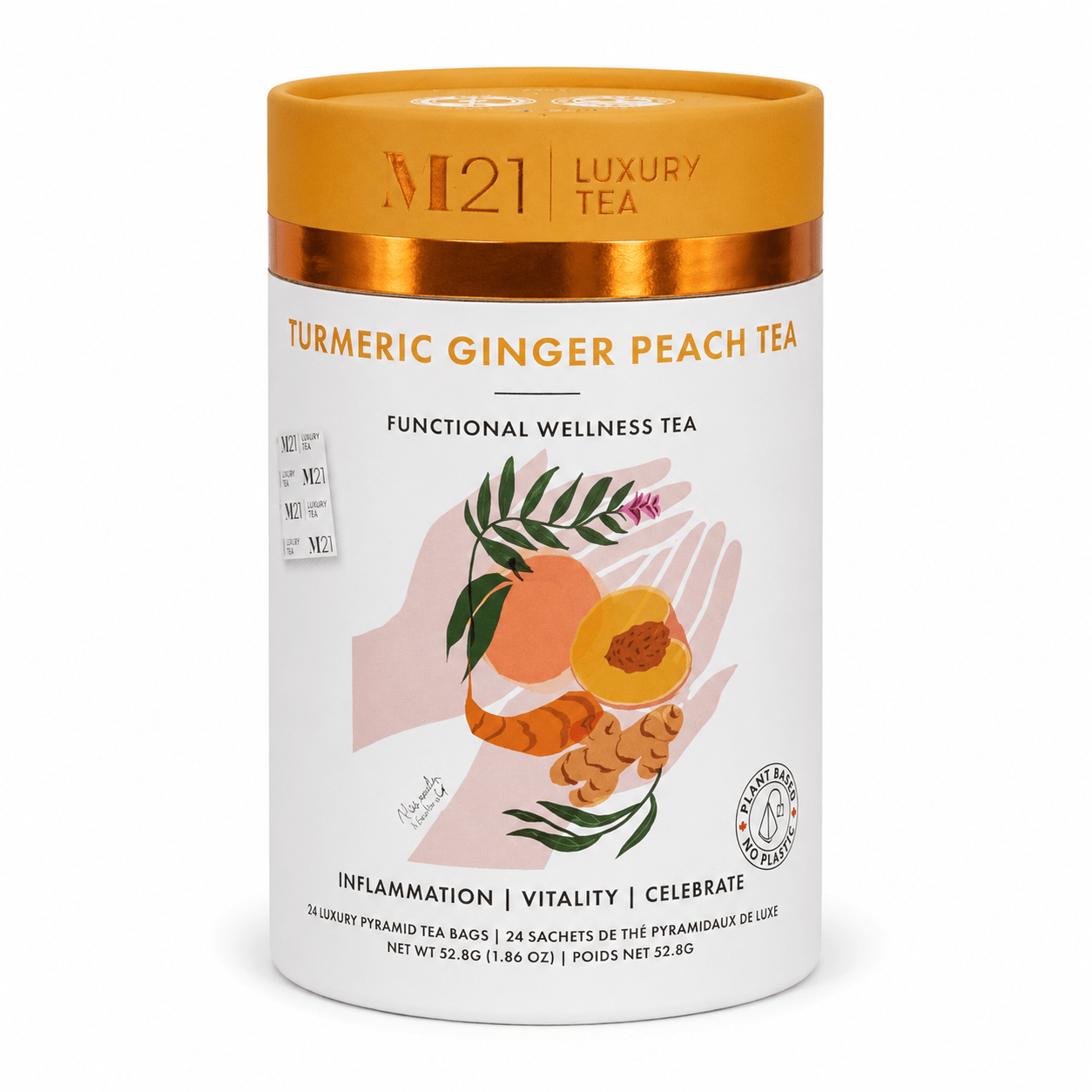 Turmeric Ginger Peach Luxury Tea | Canadian | 24ct - pokemaTurmeric Ginger Peach Luxury Tea | Canadian | 24ct