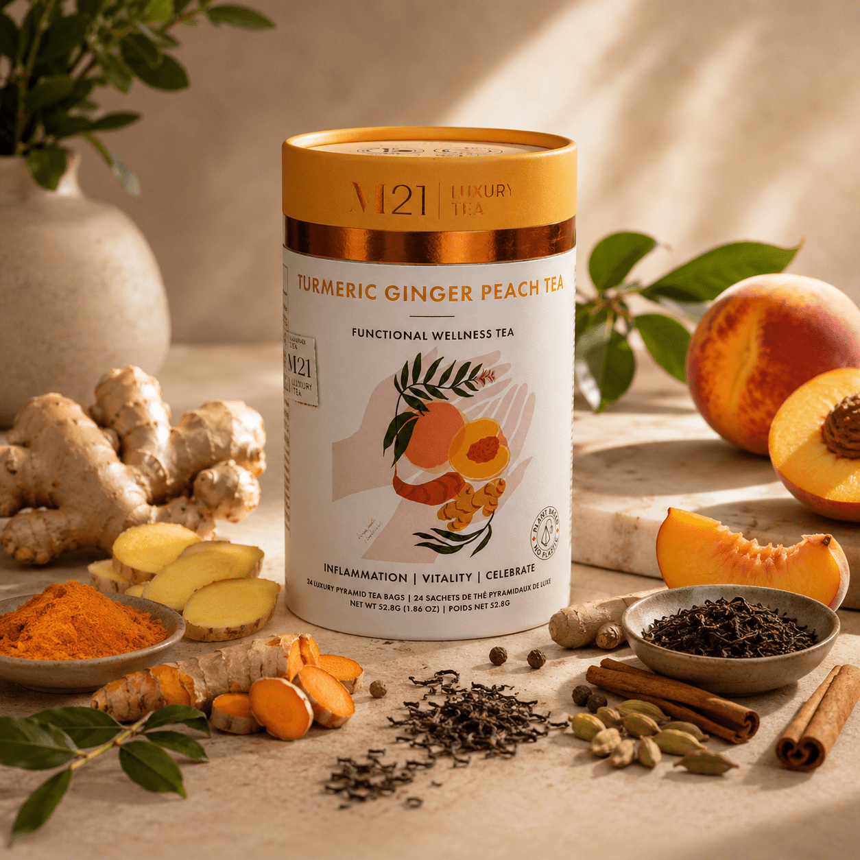 Turmeric Ginger Peach Luxury Tea | Canadian | 24ct - pokemaTurmeric Ginger Peach Luxury Tea | Canadian | 24ct