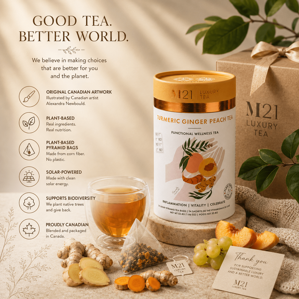Turmeric Ginger Peach Luxury Tea | Canadian | 24ct - pokemaTurmeric Ginger Peach Luxury Tea | Canadian | 24ct