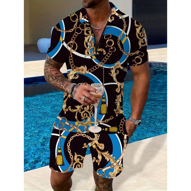 Two-piece Lapel Zipper Printed Leisure Sports - pokemacaf02437252d5c40b8476ebcd888b220