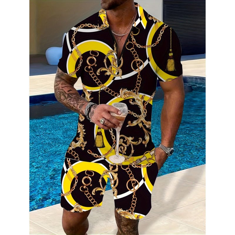 Two-piece Lapel Zipper Printed Leisure Sports - pokema1ec445bb03baaac3ec42ca57c2700ef5