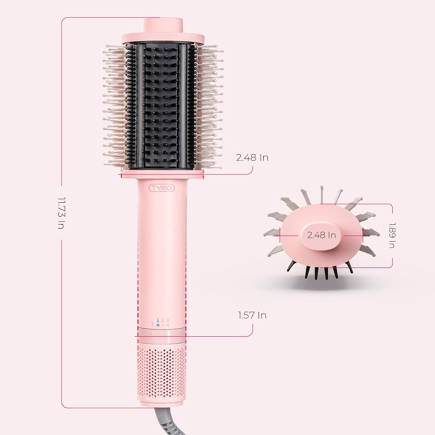 TYMO 4.0 Hair Blow Dryer Brush - Lightweight 3X Faster Drying 5-in-1 Ionic Blowout Hair Dryer Brush Adds Shine, Volume & Fullness for Smooth, Anti-Frizz Straight, Curl & Blowout Styles, Pink - pokemaTYMO 4.0 Hair Blow Dryer Brush - Lightweight 3X Faster Drying 5-in-1 Ionic Blowout Hair Dryer Brush Adds Shine, Volume & Fullness for Smooth, Anti-Frizz Straight, Curl & Blowout Styles, Pink
