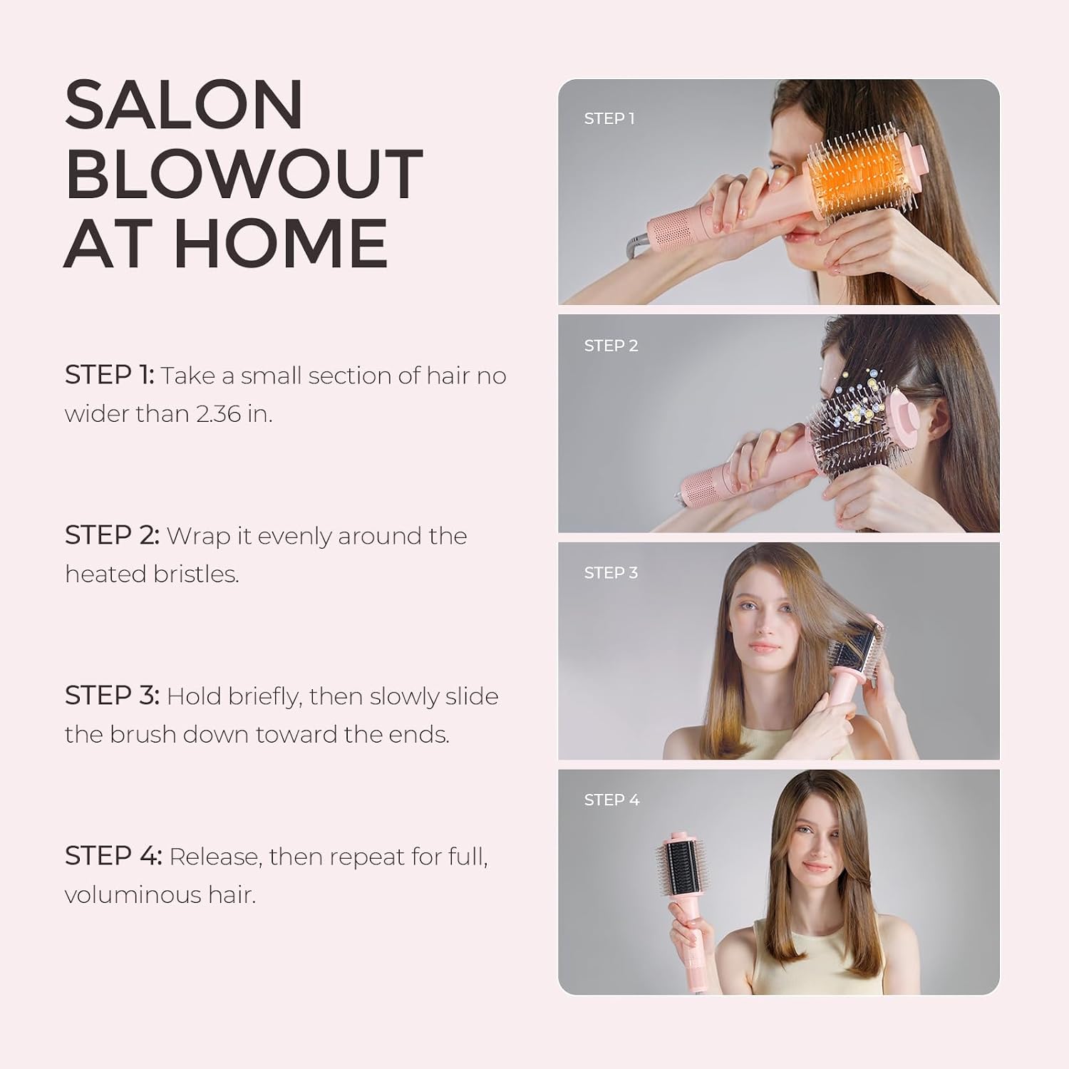 TYMO 4.0 Hair Blow Dryer Brush - Lightweight 3X Faster Drying 5-in-1 Ionic Blowout Hair Dryer Brush Adds Shine, Volume & Fullness for Smooth, Anti-Frizz Straight, Curl & Blowout Styles, Pink - pokemaTYMO 4.0 Hair Blow Dryer Brush - Lightweight 3X Faster Drying 5-in-1 Ionic Blowout Hair Dryer Brush Adds Shine, Volume & Fullness for Smooth, Anti-Frizz Straight, Curl & Blowout Styles, Pink