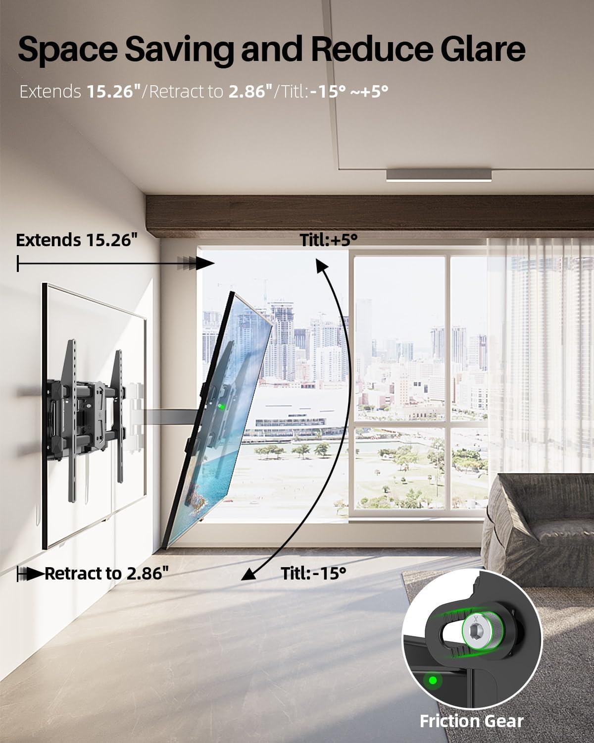 USX MOUNT Full Motion TV Wall Mount for 42"-84" TVs, Swivel and Tilt TV Mount, Wall Mount TV Bracket with Articulating 6 Arms, Max VESA 600x400mm, 120 lbs, 16" Wood Studs with Wall Drilling Template - pokemaUSX MOUNT Full Motion TV Wall Mount for 42"-84" TVs, Swivel and Tilt TV Mount, Wall Mount TV Bracket with Articulating 6 Arms, Max VESA 600x400mm, 120 lbs, 16" Wood Studs with Wall Drilling Template