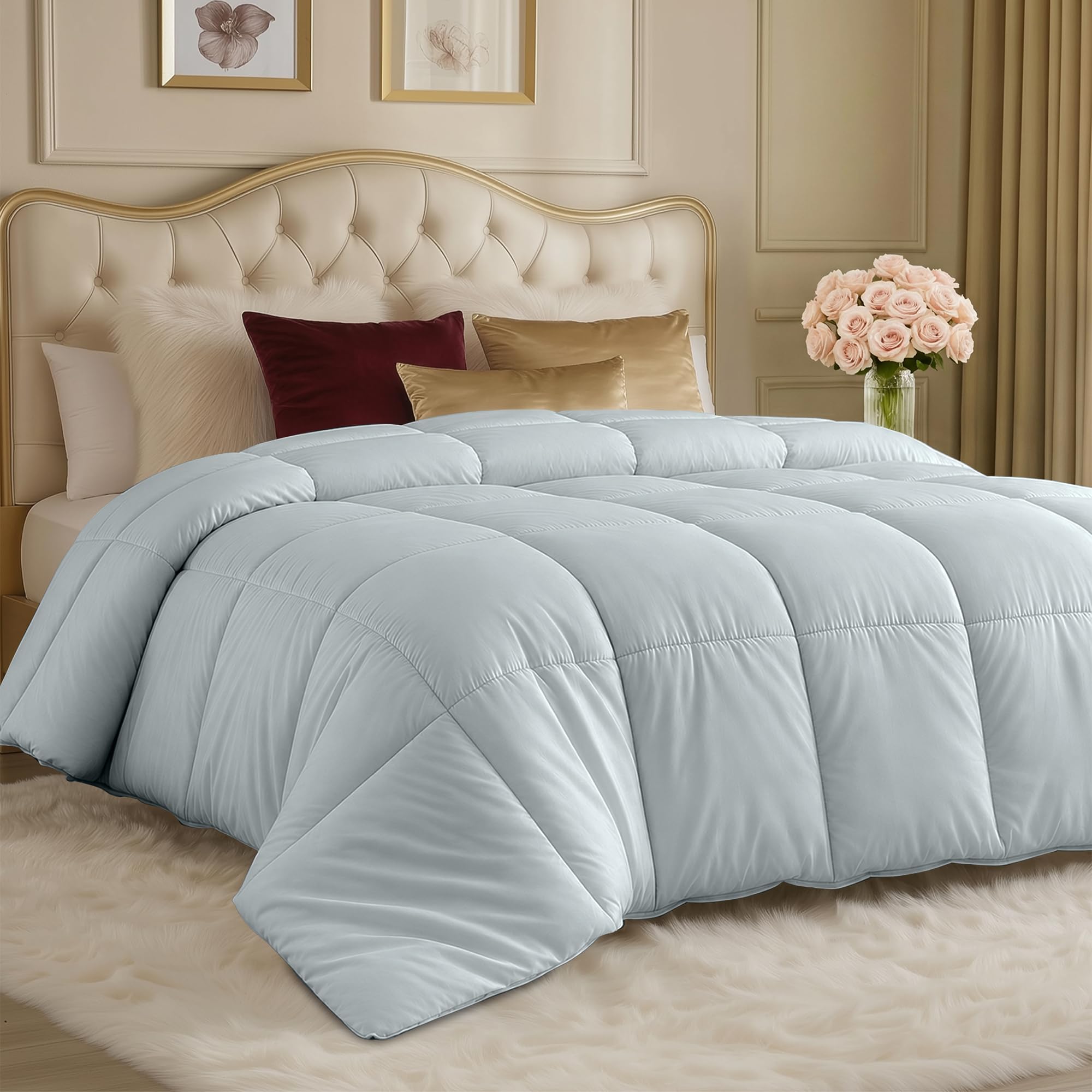 Utopia Bedding Comforters Queen Size, All Season Duvet Insert, Down Alternative Box Stitched Bed Comforter with Corner Tabs, Machine Washable (White) - pokemaUtopia Bedding Comforters Queen Size, All Season Duvet Insert, Down Alternative Box Stitched Bed Comforter with Corner Tabs, Machine Washable (White)