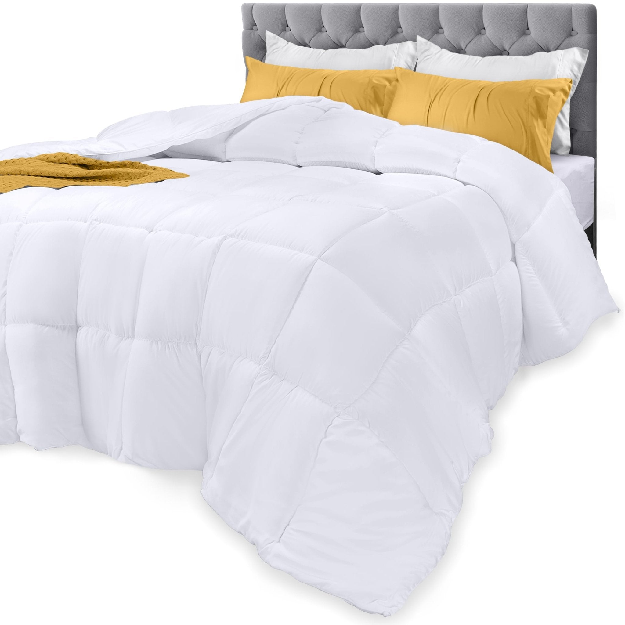 Utopia Bedding Comforters Queen Size, All Season Duvet Insert, Down Alternative Box Stitched Bed Comforter with Corner Tabs, Machine Washable (White) - pokemaUtopia Bedding Comforters Queen Size, All Season Duvet Insert, Down Alternative Box Stitched Bed Comforter with Corner Tabs, Machine Washable (White)