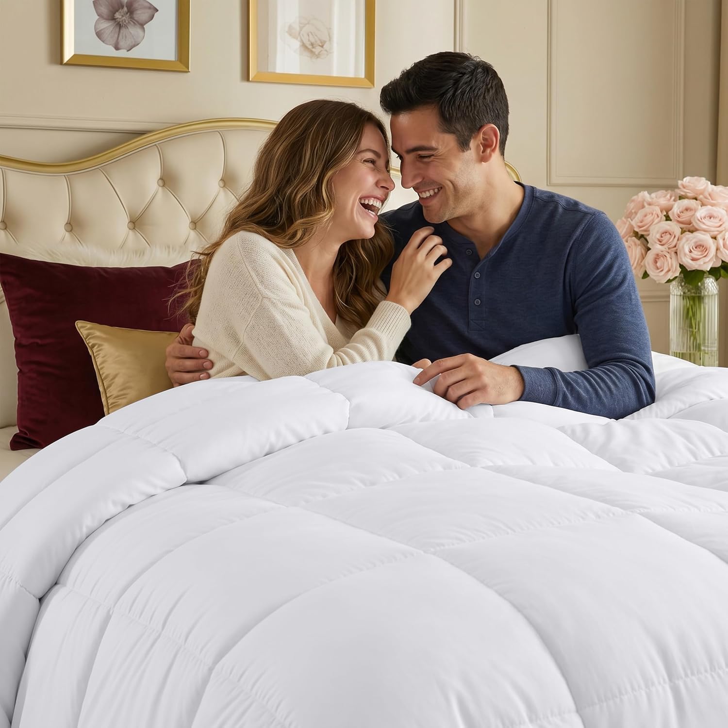 Utopia Bedding Comforters Queen Size, All Season Duvet Insert, Down Alternative Box Stitched Bed Comforter with Corner Tabs, Machine Washable (White) - pokemaUtopia Bedding Comforters Queen Size, All Season Duvet Insert, Down Alternative Box Stitched Bed Comforter with Corner Tabs, Machine Washable (White)