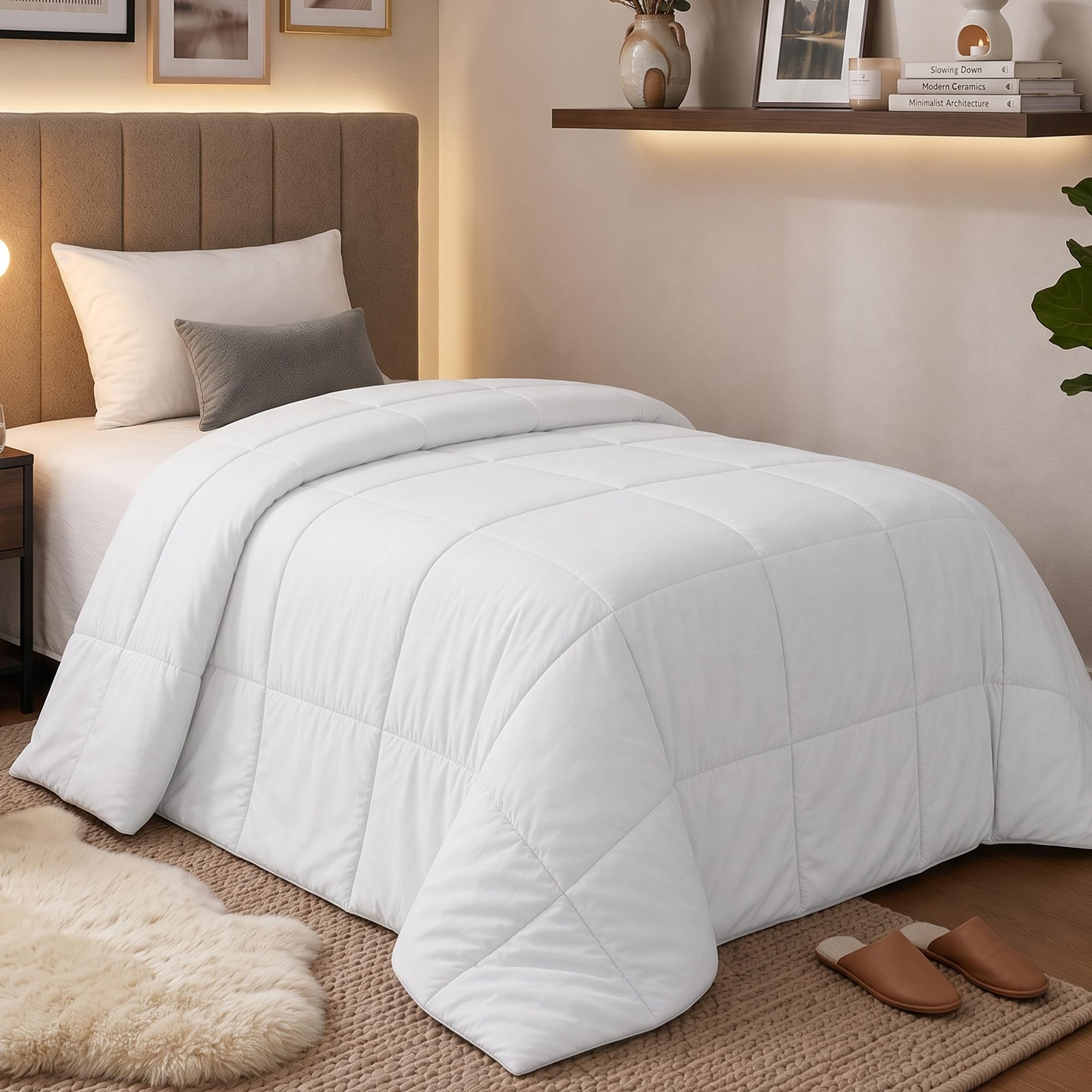 Utopia Bedding Comforters Queen Size, All Season Duvet Insert, Down Alternative Box Stitched Bed Comforter with Corner Tabs, Machine Washable (White) - pokemaUtopia Bedding Comforters Queen Size, All Season Duvet Insert, Down Alternative Box Stitched Bed Comforter with Corner Tabs, Machine Washable (White)