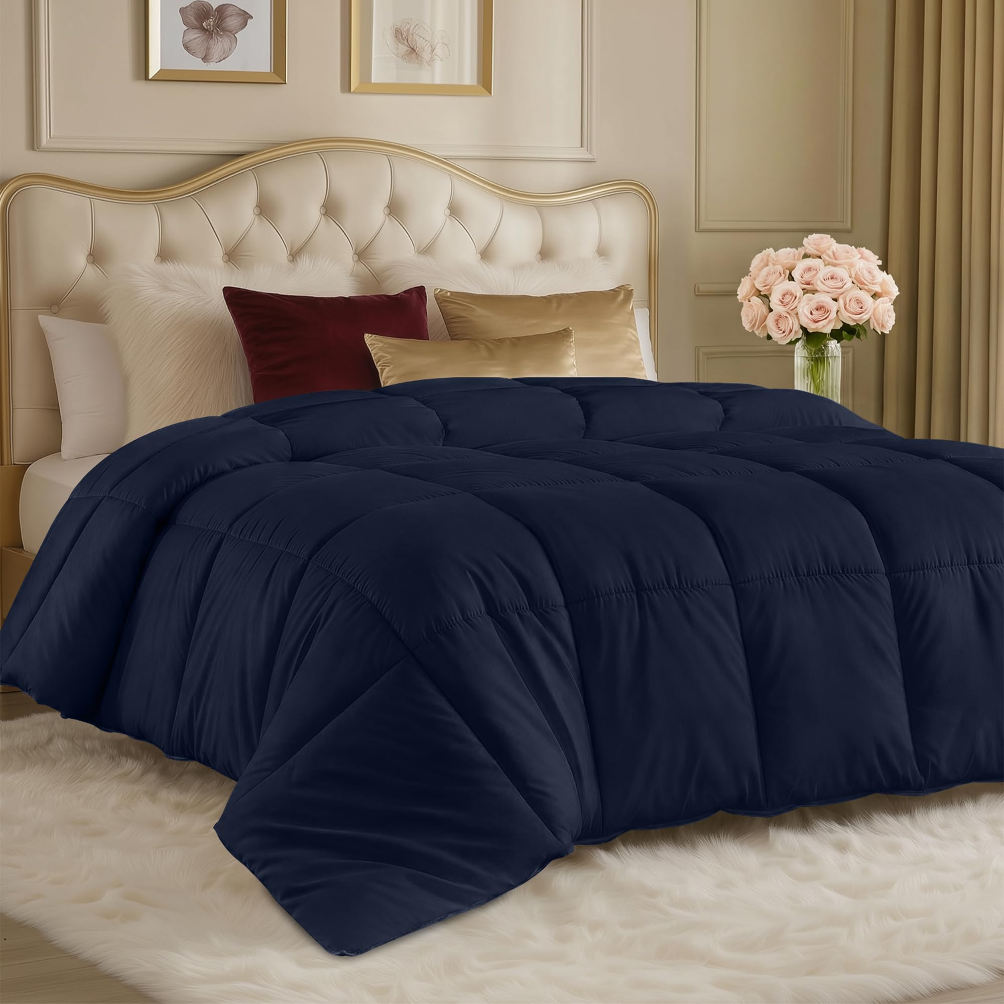 Utopia Bedding Comforters Queen Size, All Season Duvet Insert, Down Alternative Box Stitched Bed Comforter with Corner Tabs, Machine Washable (White) - pokemaUtopia Bedding Comforters Queen Size, All Season Duvet Insert, Down Alternative Box Stitched Bed Comforter with Corner Tabs, Machine Washable (White)