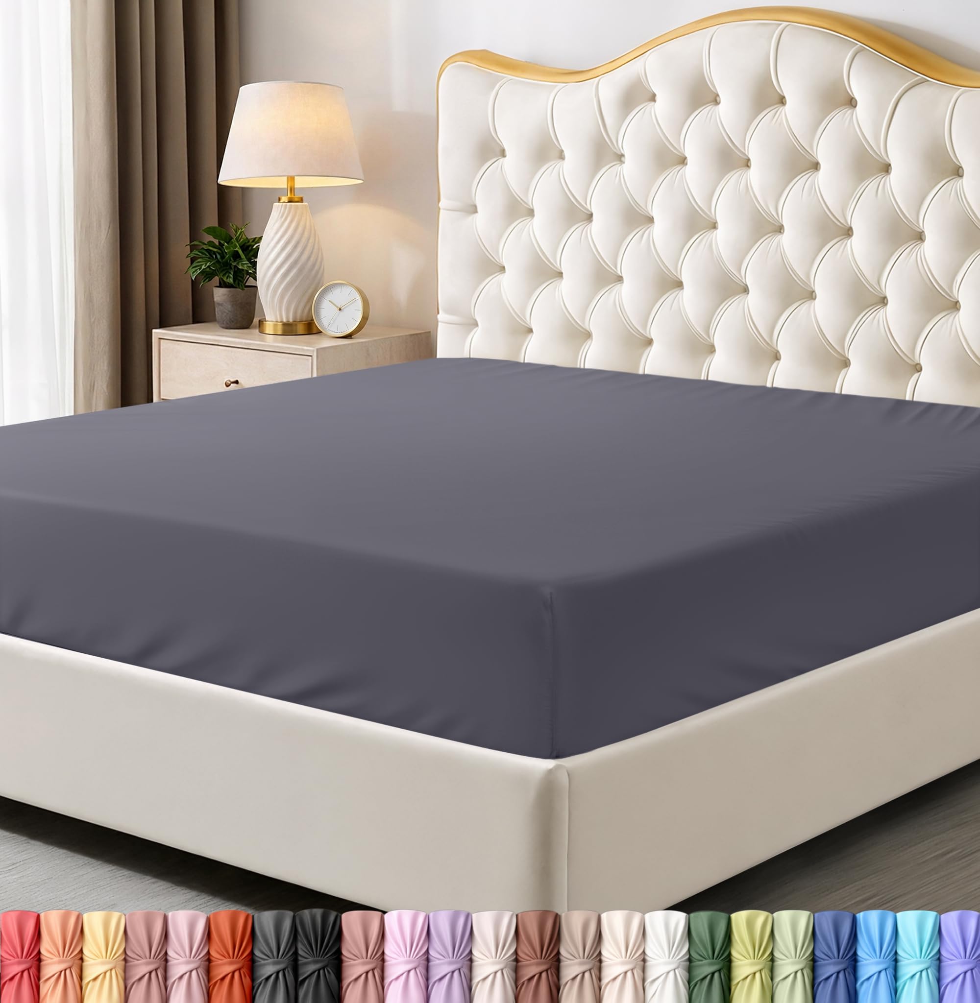 Utopia Bedding Queen Fitted Sheet - Bottom Sheet - Deep Pocket - Soft Microfiber -Shrinkage and Fade Resistant-Easy Care -1 Fitted Sheet Only (Grey) - pokemaUtopia Bedding Queen Fitted Sheet - Bottom Sheet - Deep Pocket - Soft Microfiber -Shrinkage and Fade Resistant-Easy Care -1 Fitted Sheet Only (Grey)