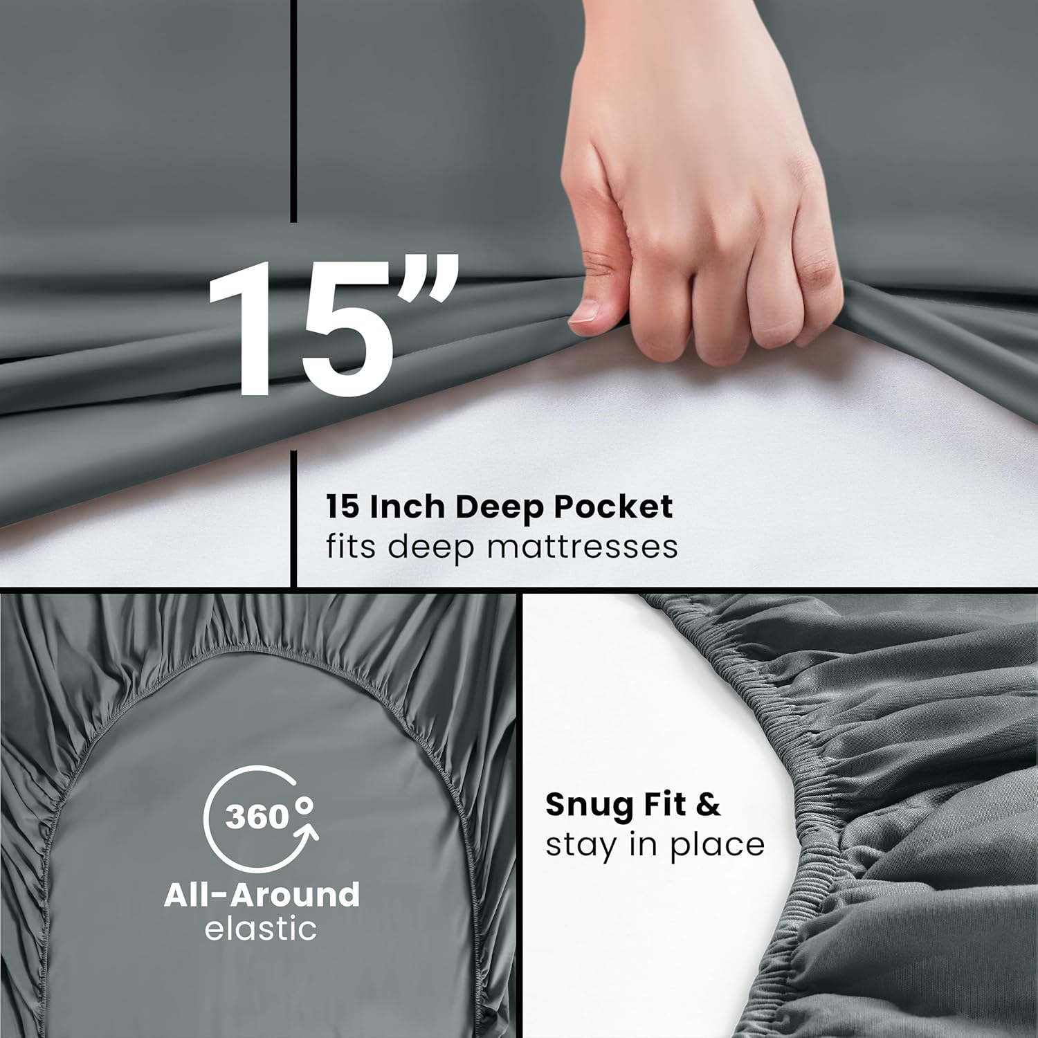 Utopia Bedding Queen Fitted Sheet - Bottom Sheet - Deep Pocket - Soft Microfiber -Shrinkage and Fade Resistant-Easy Care -1 Fitted Sheet Only (Grey) - pokemaUtopia Bedding Queen Fitted Sheet - Bottom Sheet - Deep Pocket - Soft Microfiber -Shrinkage and Fade Resistant-Easy Care -1 Fitted Sheet Only (Grey)