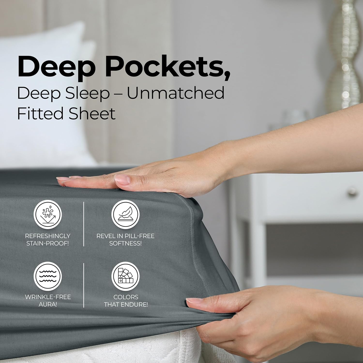 Utopia Bedding Queen Fitted Sheet - Bottom Sheet - Deep Pocket - Soft Microfiber -Shrinkage and Fade Resistant-Easy Care -1 Fitted Sheet Only (Grey) - pokemaUtopia Bedding Queen Fitted Sheet - Bottom Sheet - Deep Pocket - Soft Microfiber -Shrinkage and Fade Resistant-Easy Care -1 Fitted Sheet Only (Grey)