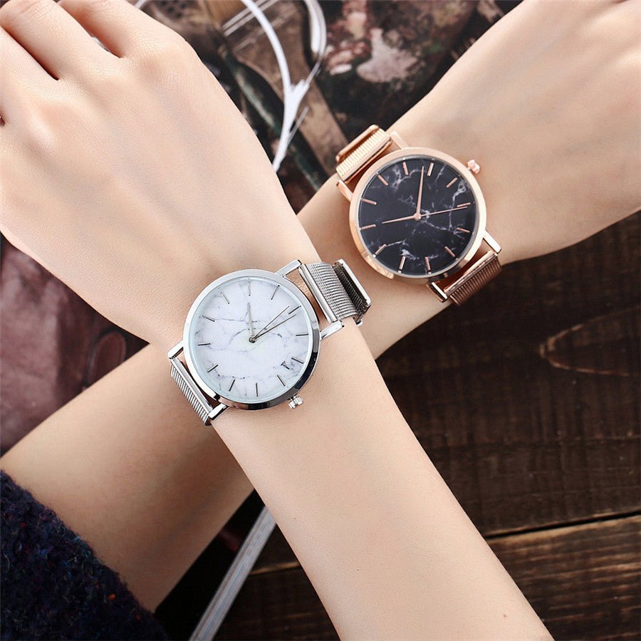 Vansvar fashion brand silver and gold mesh band creative marble wristwatch casual women quartz watches gift relogio feminino - pokemaec8348dcd1dda6a54b21aa6f1770d49d