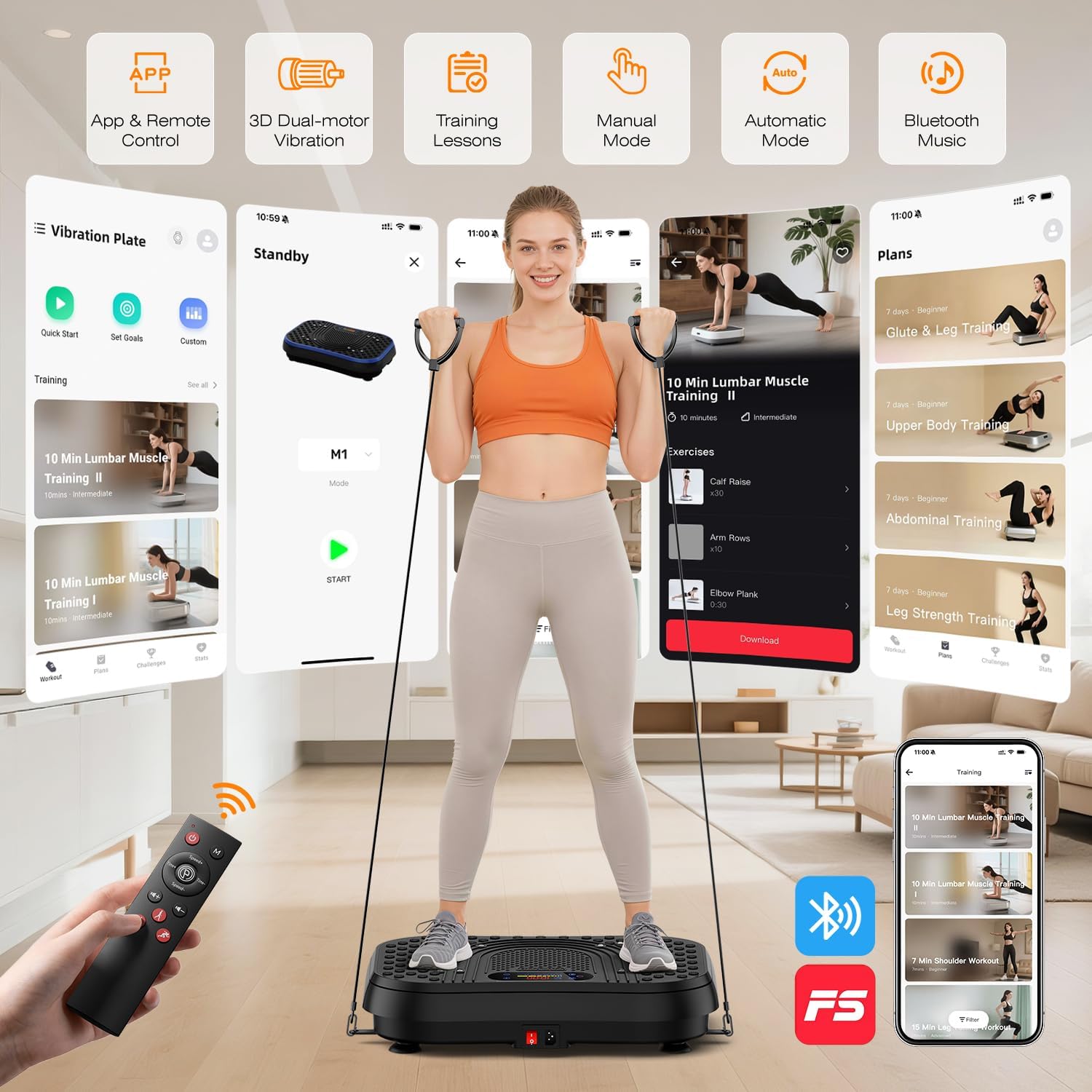 Vibration Plate Exercise Machine with APP, 3D Dual Motor Vibration Plate 199 Adjustable Speed, Vibrating Plate Automatic Mode P1-P7, 450 Lbs Capacity Shake Plate with Remote Control - pokemaVibration Plate Exercise Machine with APP, 3D Dual Motor Vibration Plate 199 Adjustable Speed, Vibrating Plate Automatic Mode P1-P7, 450 Lbs Capacity Shake Plate with Remote Control