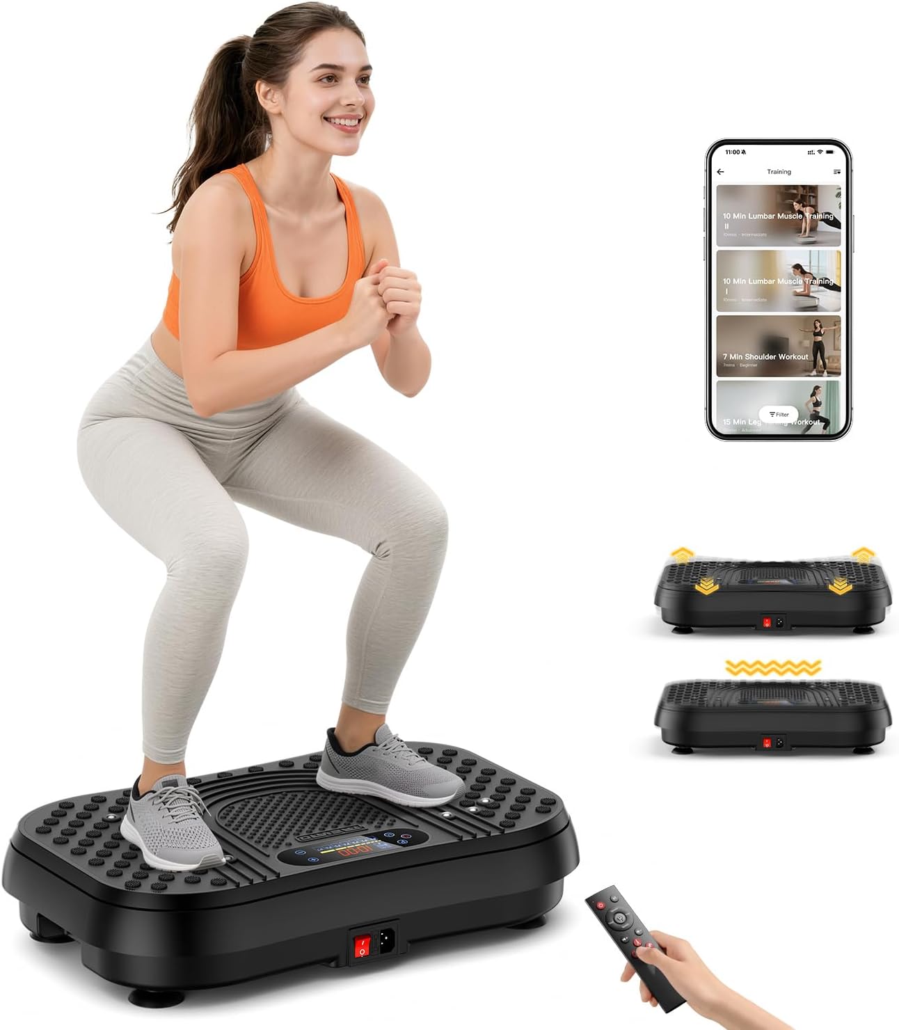 Vibration Plate Exercise Machine with APP, 3D Dual Motor Vibration Plate 199 Adjustable Speed, Vibrating Plate Automatic Mode P1-P7, 450 Lbs Capacity Shake Plate with Remote Control - pokemaVibration Plate Exercise Machine with APP, 3D Dual Motor Vibration Plate 199 Adjustable Speed, Vibrating Plate Automatic Mode P1-P7, 450 Lbs Capacity Shake Plate with Remote Control