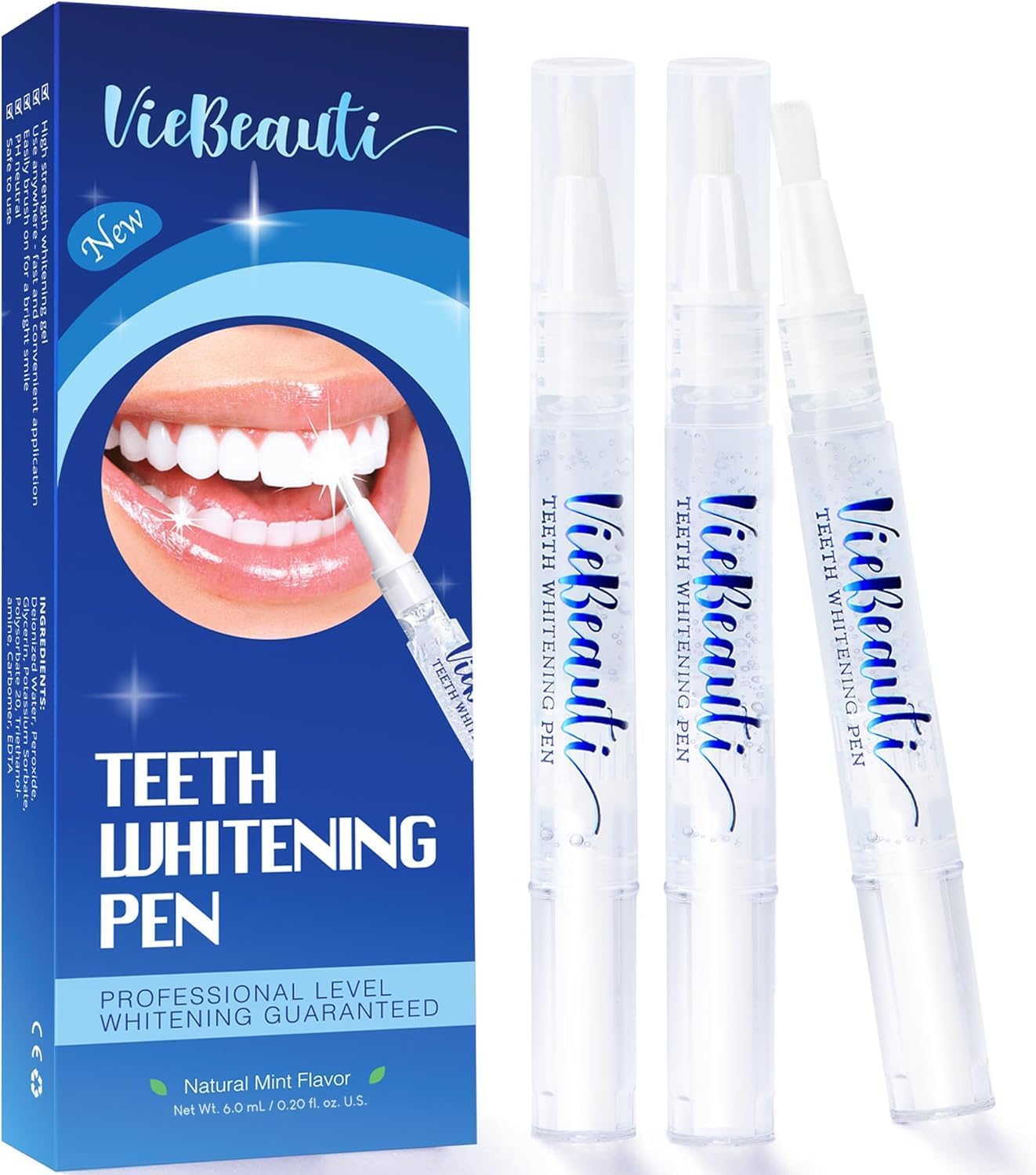 VieBeauti Teeth Whitening Pen Gel: 30+ Uses - Teeth whitening Gel with Professional Formulation and Ingredients, No Sensitivity, Travel-Friendly, Beautiful White Smile Mint - pokemaVieBeauti Teeth Whitening Pen Gel: 30+ Uses - Teeth whitening Gel with Professional Formulation and Ingredients, No Sensitivity, Travel-Friendly, Beautiful White Smile Mint