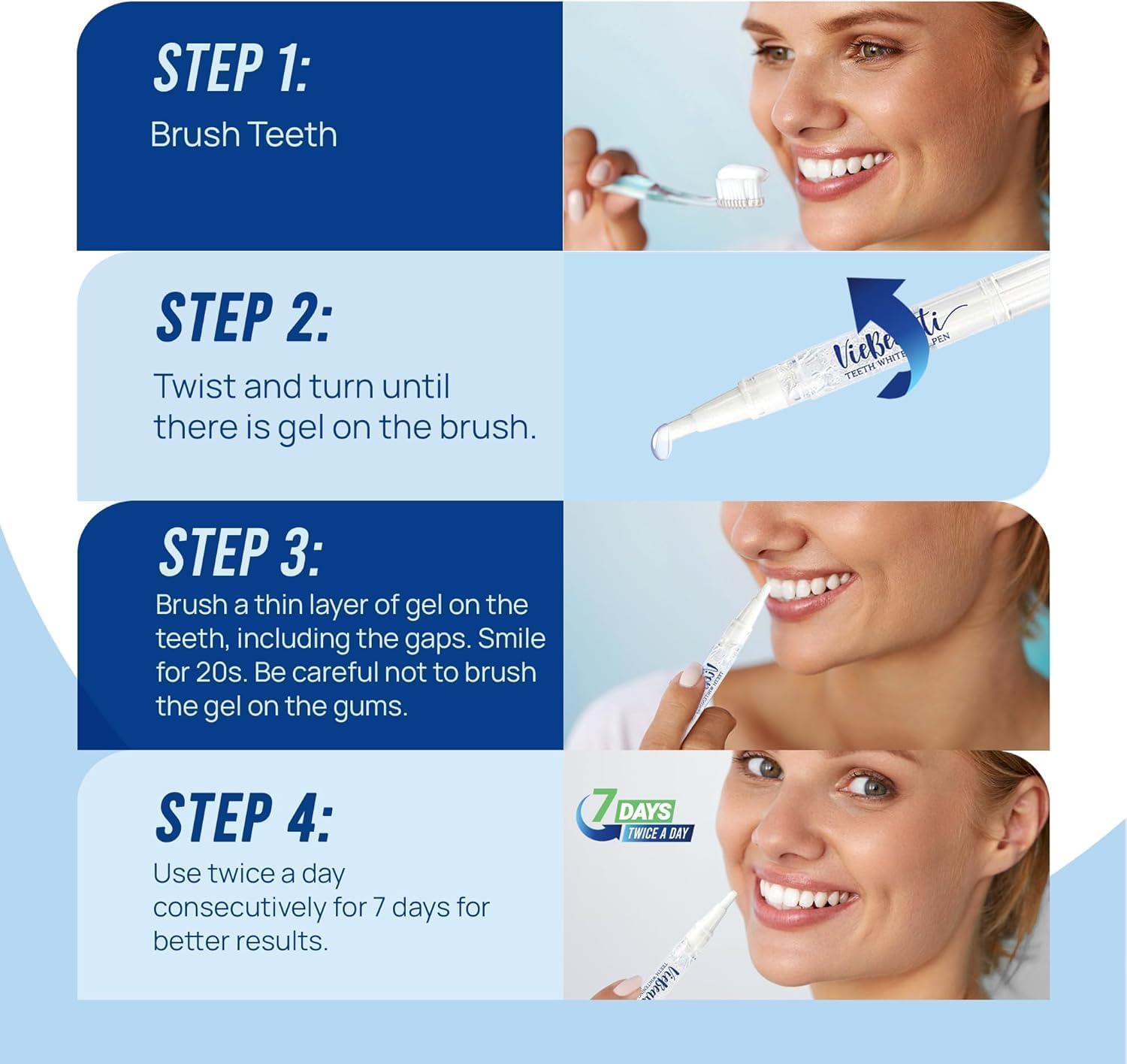 VieBeauti Teeth Whitening Pen Gel: 30+ Uses - Teeth whitening Gel with Professional Formulation and Ingredients, No Sensitivity, Travel-Friendly, Beautiful White Smile Mint - pokemaVieBeauti Teeth Whitening Pen Gel: 30+ Uses - Teeth whitening Gel with Professional Formulation and Ingredients, No Sensitivity, Travel-Friendly, Beautiful White Smile Mint