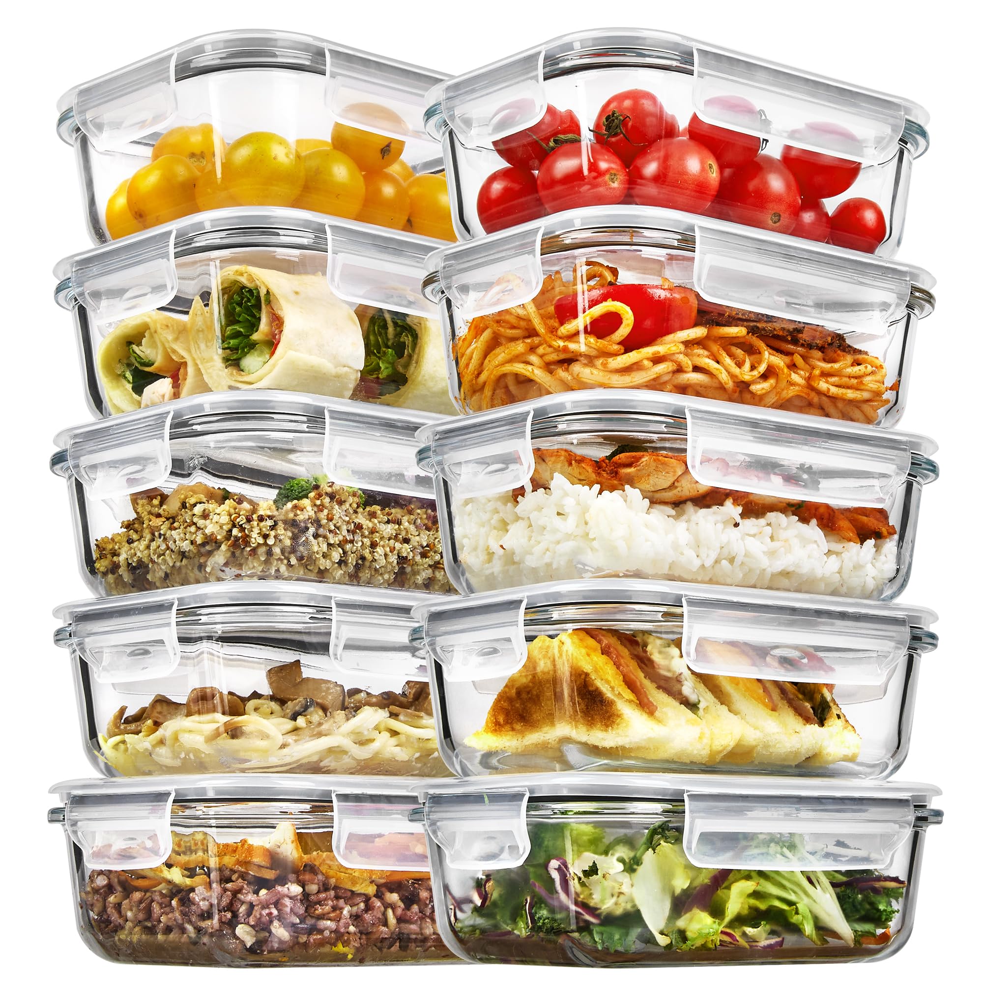 Vtopmart 5 Pack 22oz Glass Food Storage Containers with Lids, Meal Prep Containers, Airtight Lunch Bento Boxes with Snap Locking Lids for Microwave, Oven, Freezer and Dishwasher - pokemaVtopmart 5 Pack 22oz Glass Food Storage Containers with Lids, Meal Prep Containers, Airtight Lunch Bento Boxes with Snap Locking Lids for Microwave, Oven, Freezer and Dishwasher