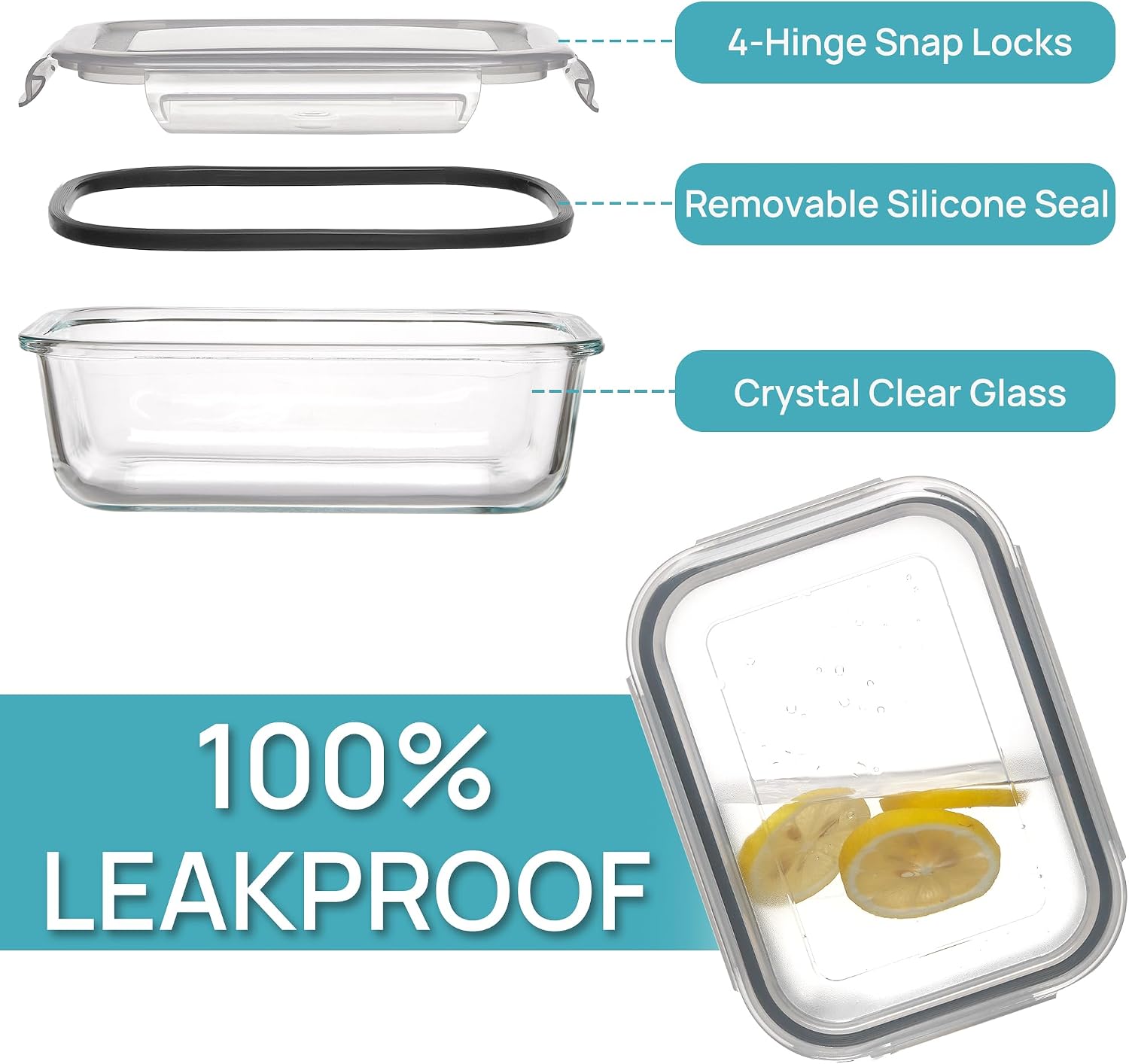 Vtopmart 5 Pack 22oz Glass Food Storage Containers with Lids, Meal Prep Containers, Airtight Lunch Bento Boxes with Snap Locking Lids for Microwave, Oven, Freezer and Dishwasher - pokemaVtopmart 5 Pack 22oz Glass Food Storage Containers with Lids, Meal Prep Containers, Airtight Lunch Bento Boxes with Snap Locking Lids for Microwave, Oven, Freezer and Dishwasher