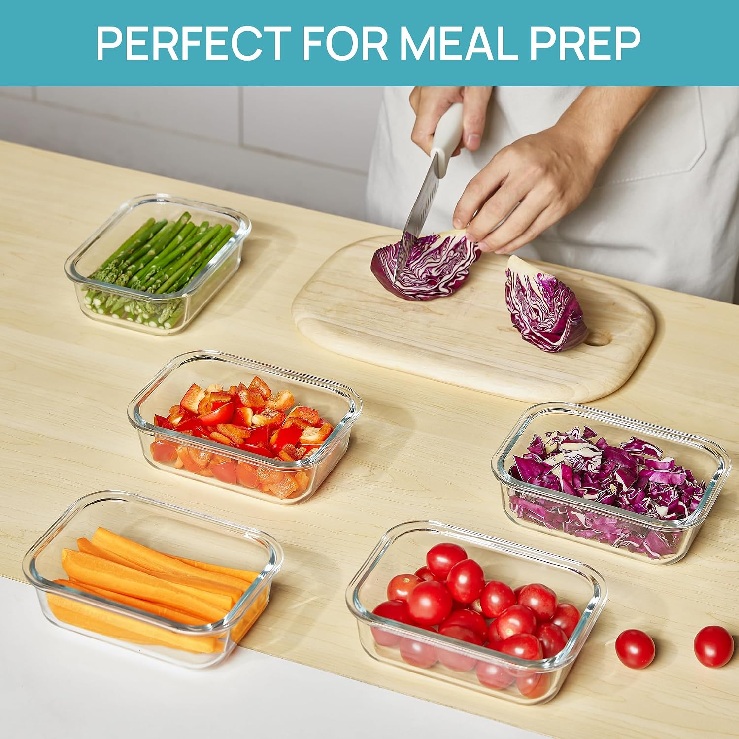 Vtopmart 5 Pack 22oz Glass Food Storage Containers with Lids, Meal Prep Containers, Airtight Lunch Bento Boxes with Snap Locking Lids for Microwave, Oven, Freezer and Dishwasher - pokemaVtopmart 5 Pack 22oz Glass Food Storage Containers with Lids, Meal Prep Containers, Airtight Lunch Bento Boxes with Snap Locking Lids for Microwave, Oven, Freezer and Dishwasher