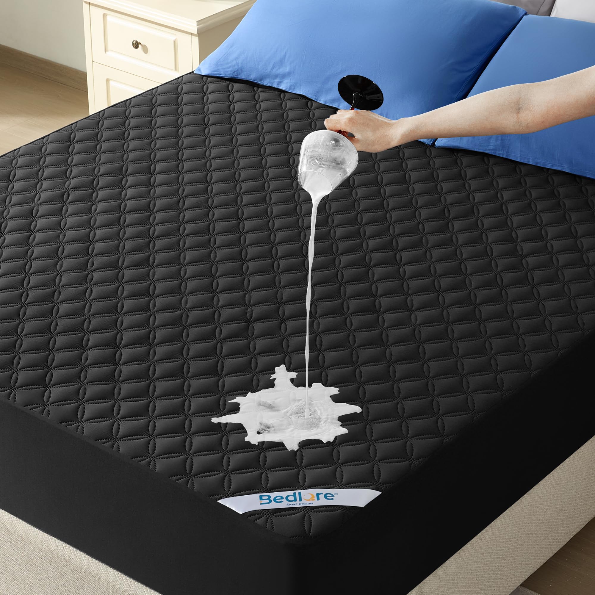 Waterproof Mattress Protector, Noiseless Queen Size Mattress Pad with Deep Pocket Fitted Up to 6"-21", Soft & Breathable Dirt-Proof Bed Mattress Cover Washable for Home, Bedroom, Hotel (Gray) - pokemaWaterproof Mattress Protector, Noiseless Queen Size Mattress Pad with Deep Pocket Fitted Up to 6"-21", Soft & Breathable Dirt-Proof Bed Mattress Cover Washable for Home, Bedroom, Hotel (Gray)