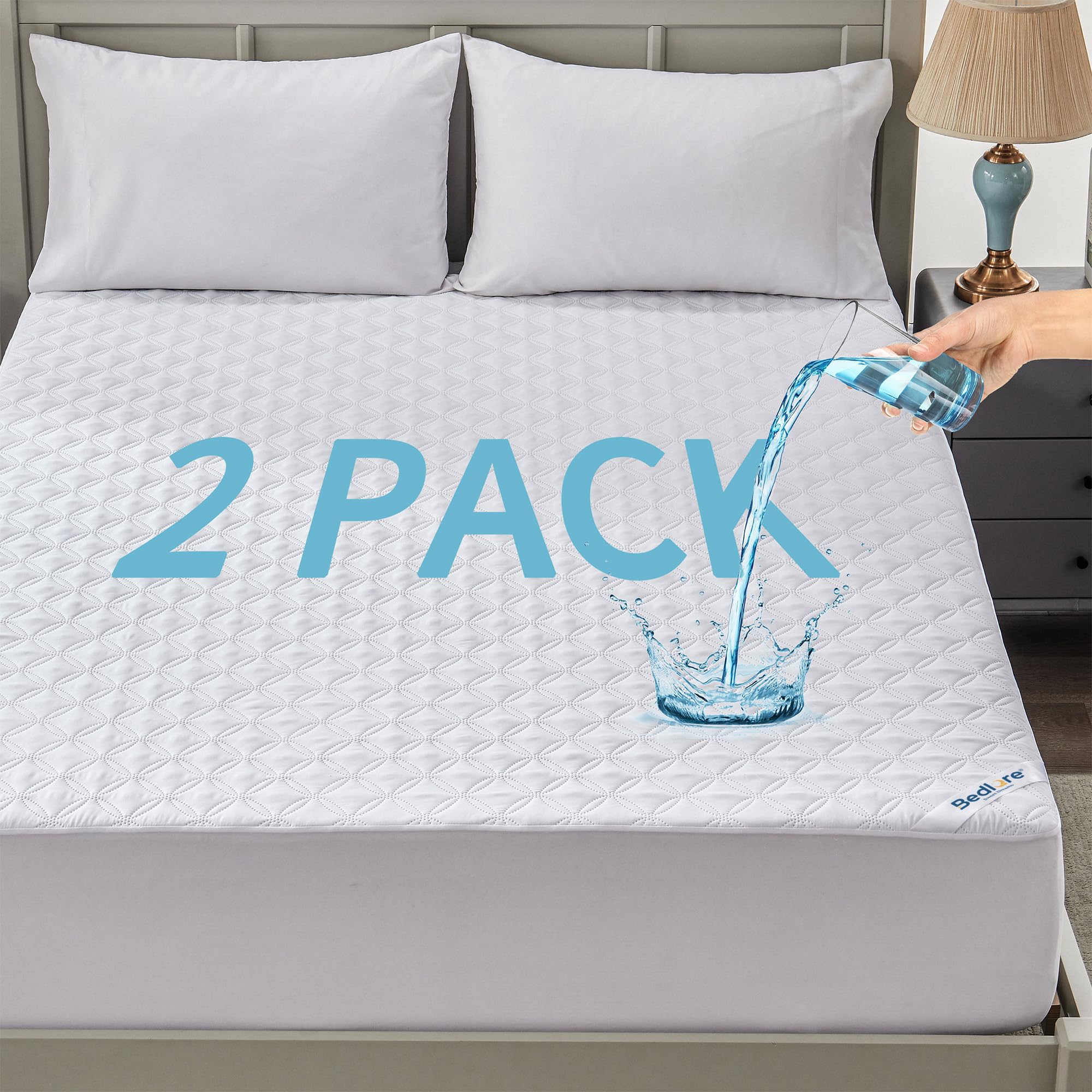 Waterproof Mattress Protector, Noiseless Queen Size Mattress Pad with Deep Pocket Fitted Up to 6"-21", Soft & Breathable Dirt-Proof Bed Mattress Cover Washable for Home, Bedroom, Hotel (Gray) - pokemaWaterproof Mattress Protector, Noiseless Queen Size Mattress Pad with Deep Pocket Fitted Up to 6"-21", Soft & Breathable Dirt-Proof Bed Mattress Cover Washable for Home, Bedroom, Hotel (Gray)