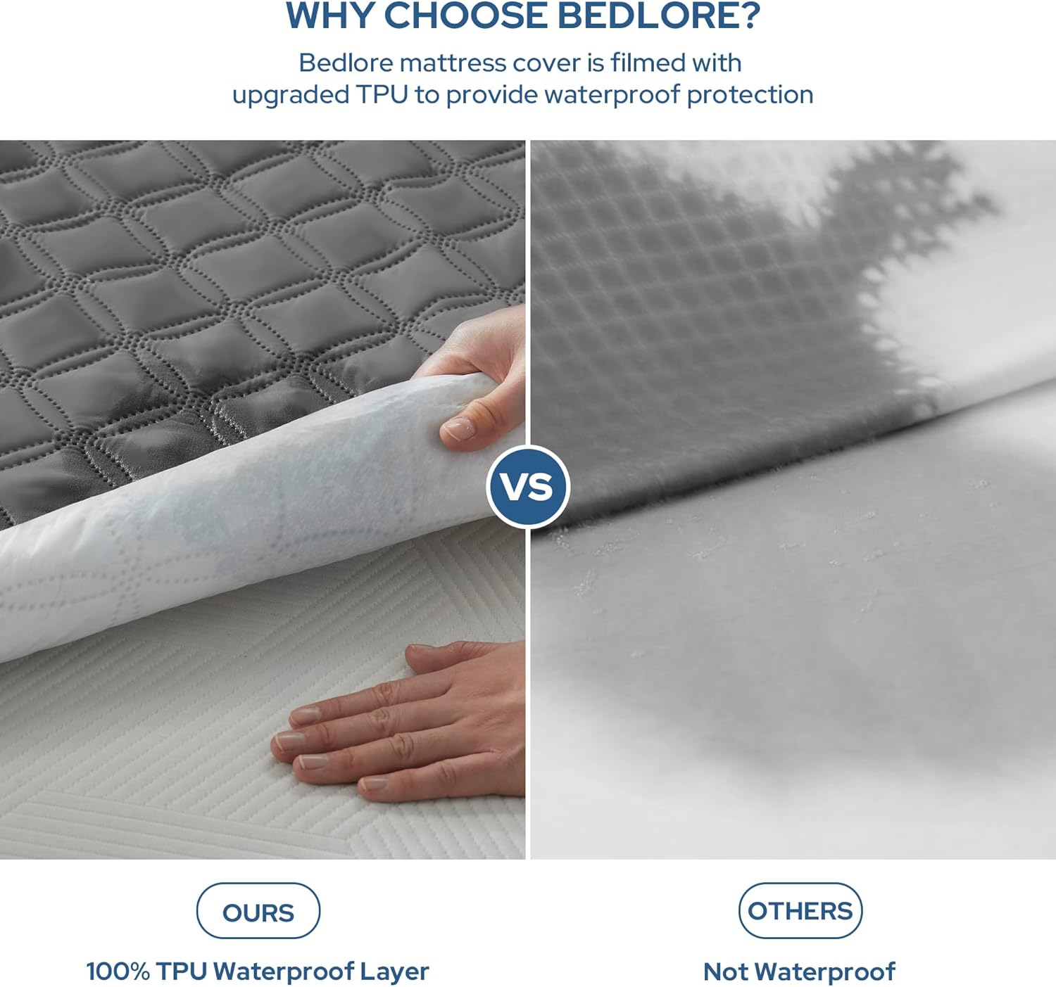 Waterproof Mattress Protector, Noiseless Queen Size Mattress Pad with Deep Pocket Fitted Up to 6"-21", Soft & Breathable Dirt-Proof Bed Mattress Cover Washable for Home, Bedroom, Hotel (Gray) - pokemaWaterproof Mattress Protector, Noiseless Queen Size Mattress Pad with Deep Pocket Fitted Up to 6"-21", Soft & Breathable Dirt-Proof Bed Mattress Cover Washable for Home, Bedroom, Hotel (Gray)
