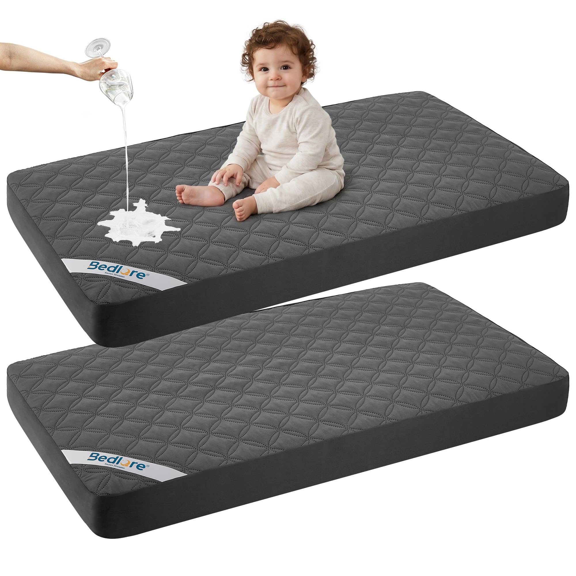 Waterproof Mattress Protector, Noiseless Queen Size Mattress Pad with Deep Pocket Fitted Up to 6"-21", Soft & Breathable Dirt-Proof Bed Mattress Cover Washable for Home, Bedroom, Hotel (Gray) - pokemaWaterproof Mattress Protector, Noiseless Queen Size Mattress Pad with Deep Pocket Fitted Up to 6"-21", Soft & Breathable Dirt-Proof Bed Mattress Cover Washable for Home, Bedroom, Hotel (Gray)