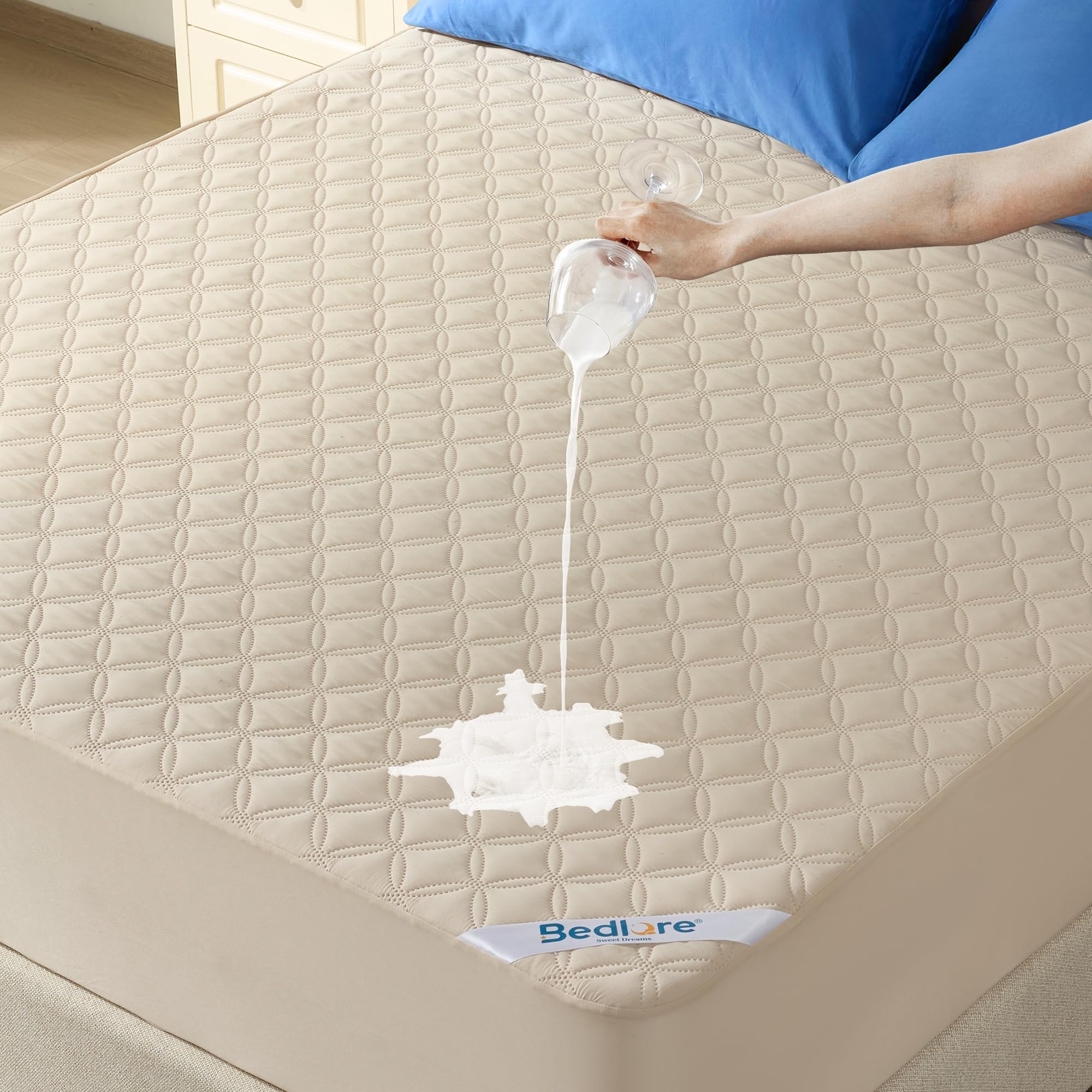Waterproof Mattress Protector, Noiseless Queen Size Mattress Pad with Deep Pocket Fitted Up to 6"-21", Soft & Breathable Dirt-Proof Bed Mattress Cover Washable for Home, Bedroom, Hotel (Gray) - pokemaWaterproof Mattress Protector, Noiseless Queen Size Mattress Pad with Deep Pocket Fitted Up to 6"-21", Soft & Breathable Dirt-Proof Bed Mattress Cover Washable for Home, Bedroom, Hotel (Gray)