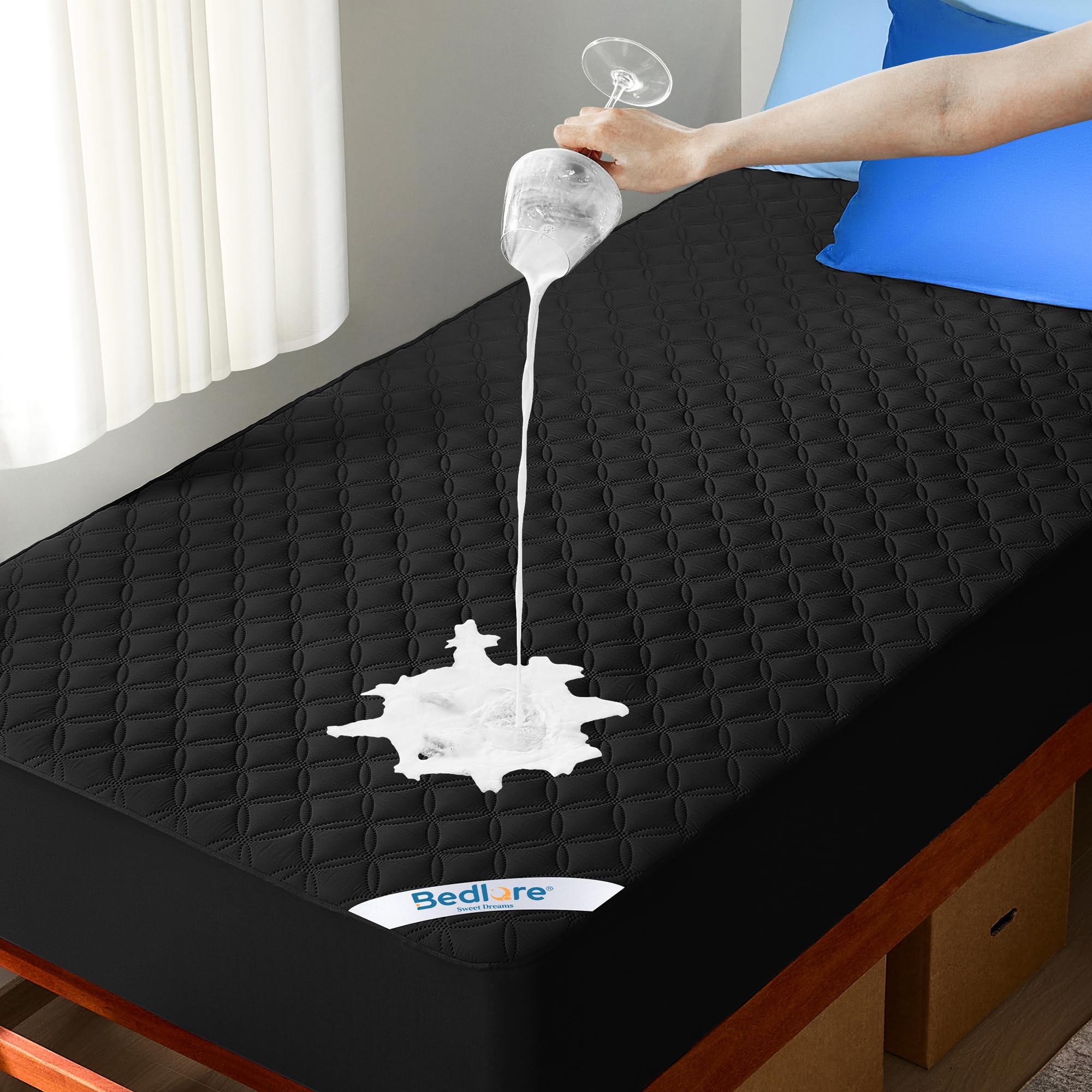Waterproof Mattress Protector, Noiseless Queen Size Mattress Pad with Deep Pocket Fitted Up to 6"-21", Soft & Breathable Dirt-Proof Bed Mattress Cover Washable for Home, Bedroom, Hotel (Gray) - pokemaWaterproof Mattress Protector, Noiseless Queen Size Mattress Pad with Deep Pocket Fitted Up to 6"-21", Soft & Breathable Dirt-Proof Bed Mattress Cover Washable for Home, Bedroom, Hotel (Gray)