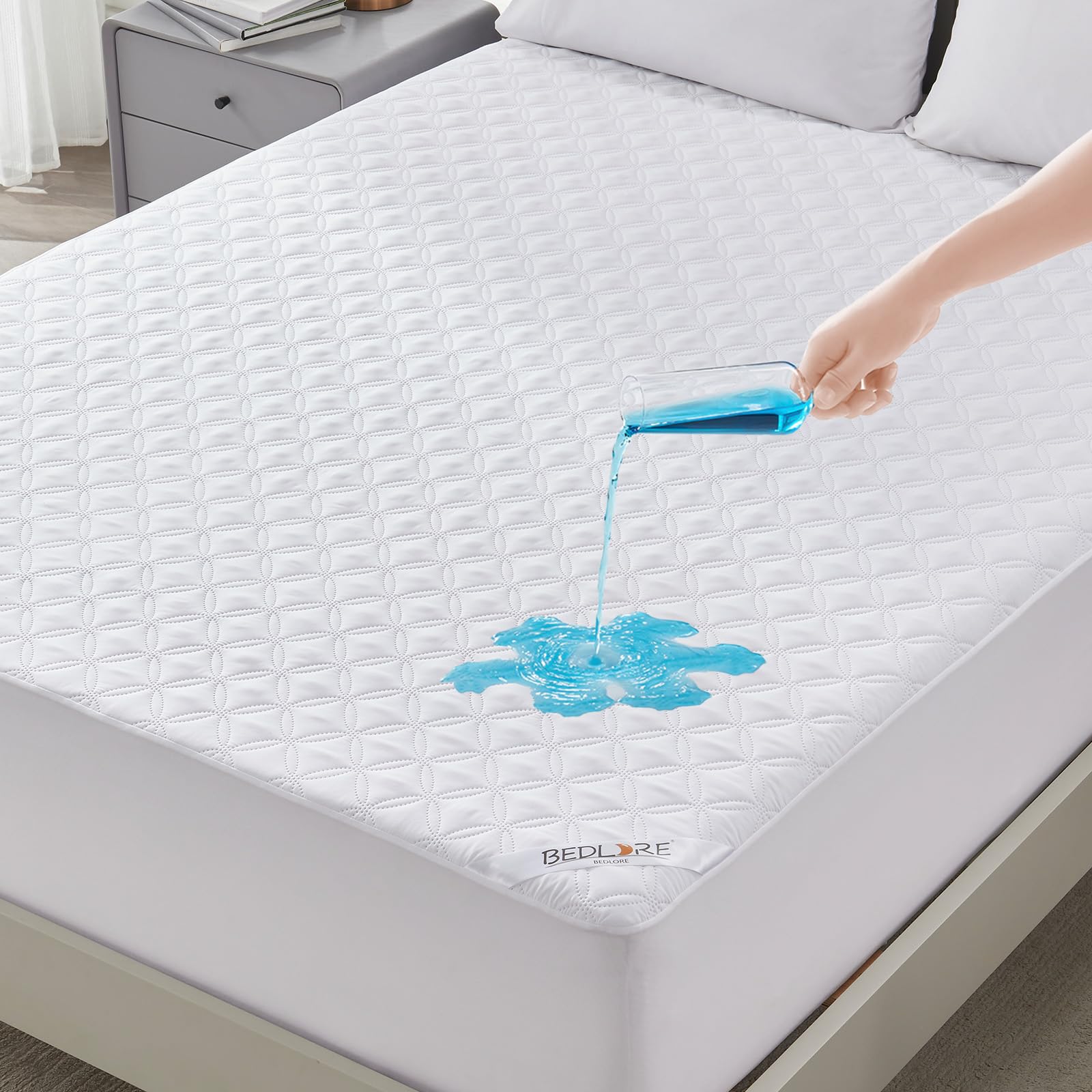 Waterproof Mattress Protector, Noiseless Queen Size Mattress Pad with Deep Pocket Fitted Up to 6"-21", Soft & Breathable Dirt-Proof Bed Mattress Cover Washable for Home, Bedroom, Hotel (Gray) - pokemaWaterproof Mattress Protector, Noiseless Queen Size Mattress Pad with Deep Pocket Fitted Up to 6"-21", Soft & Breathable Dirt-Proof Bed Mattress Cover Washable for Home, Bedroom, Hotel (Gray)