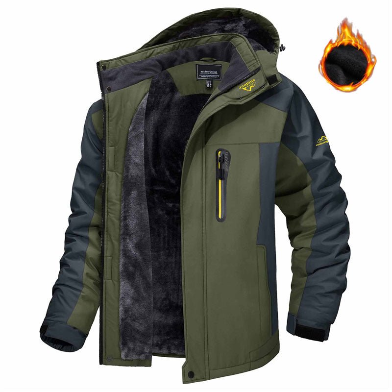 Winter Hooded Jacket Fashion Casual Warm Fleece Coat Windproof Rainproof Parka Windbreaker Men's Top - pokema89dd0a67f5cde44632c8e3b6e094a76f