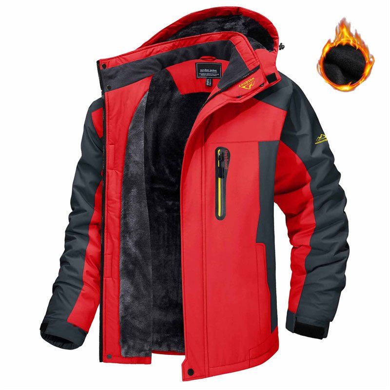 Winter Hooded Jacket Fashion Casual Warm Fleece Coat Windproof Rainproof Parka Windbreaker Men's Top - pokema69c476c1f509093bf468cc19cac22d28