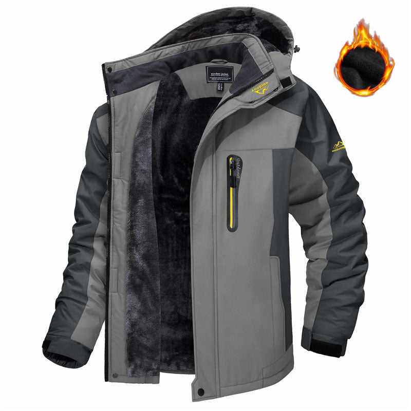 Winter Hooded Jacket Fashion Casual Warm Fleece Coat Windproof Rainproof Parka Windbreaker Men's Top - pokema8ee9d83167144b9e740274ea4bec97a0