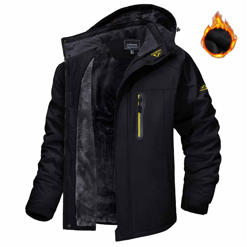 Winter Hooded Jacket Fashion Casual Warm Fleece Coat Windproof Rainproof Parka Windbreaker Men's Top - pokema8099d91691f6c6bc4607559edc41db65
