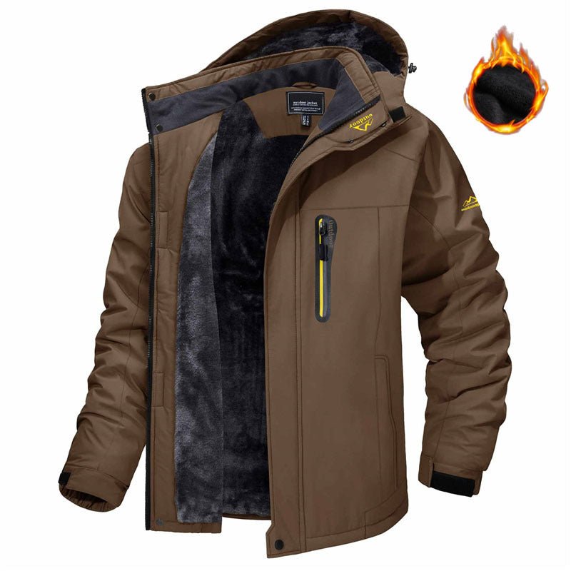 Winter Hooded Jacket Fashion Casual Warm Fleece Coat Windproof Rainproof Parka Windbreaker Men's Top - pokema70a41c8b2c9c1f31d12898e2737dbd52