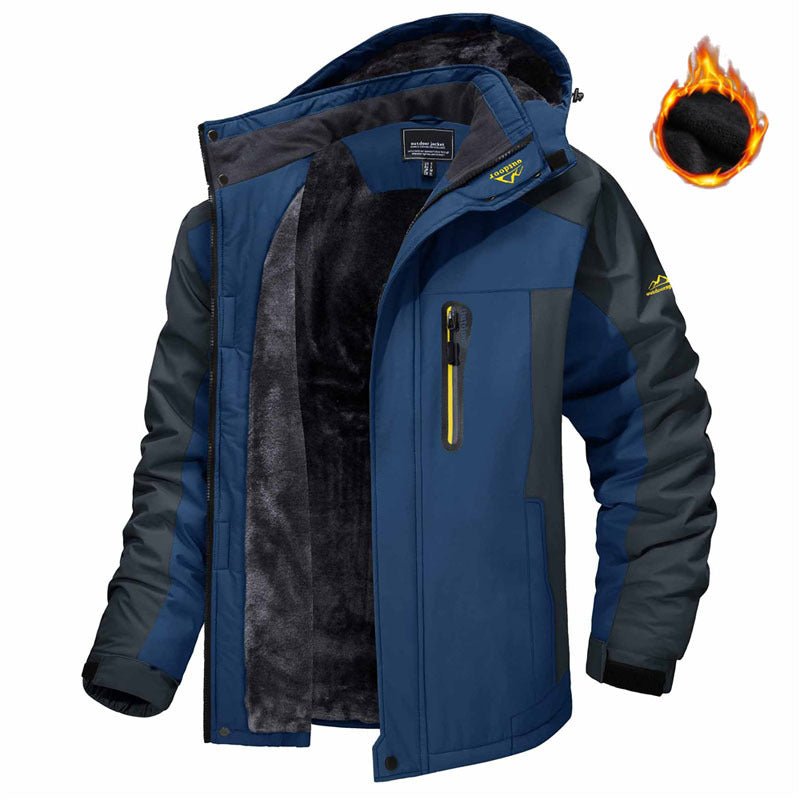 Winter Hooded Jacket Fashion Casual Warm Fleece Coat Windproof Rainproof Parka Windbreaker Men's Top - pokema54cc880c7aafbbafe8ba9d874004d951