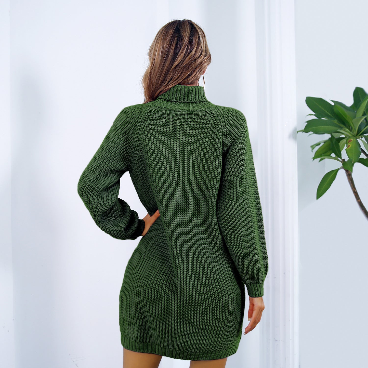 Winter Turtleneck Long Sweater Dress With Button Design Leisure Clinch Long Sleeve Base Sweater Women - pokema897fc75e3e902da0e6fc62f7fb2d4cee