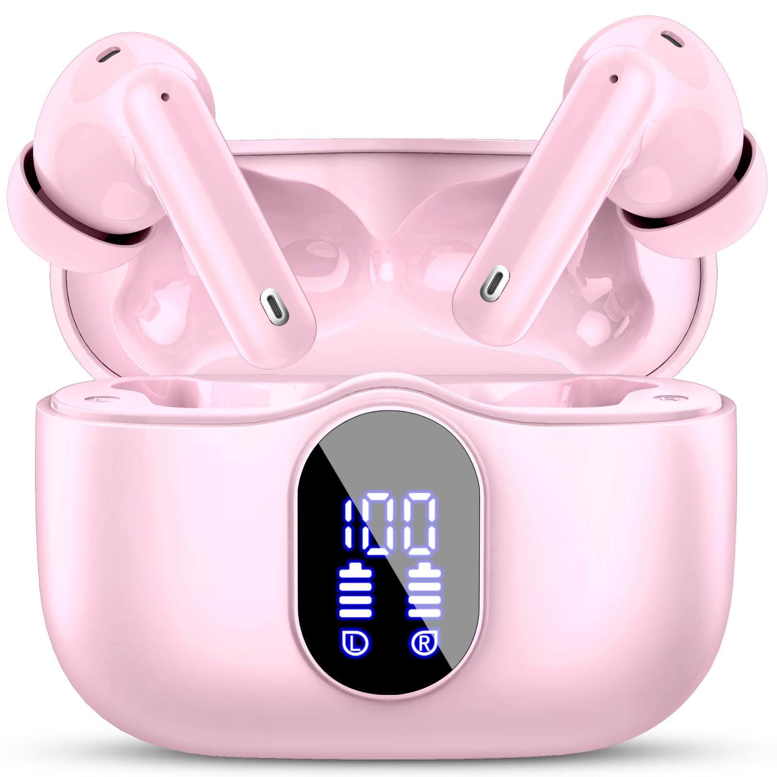Wireless Earbuds, Bluetooth Headphones 5.4 HiFi Stereo, Wireless Earphones with ENC Noise Cancelling Mic, IP7 Waterproof in Ear Headphones, LED Digital Display Ear Buds, Touch Control, Black - pokemaWireless Earbuds, Bluetooth Headphones 5.4 HiFi Stereo, Wireless Earphones with ENC Noise Cancelling Mic, IP7 Waterproof in Ear Headphones, LED Digital Display Ear Buds, Touch Control, Black