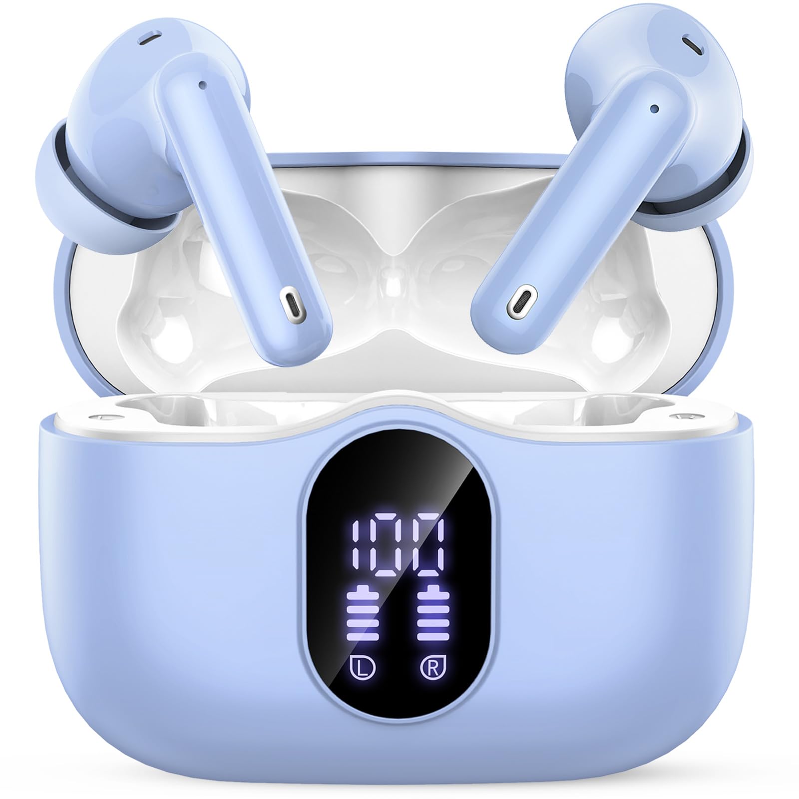 Wireless Earbuds, Bluetooth Headphones 5.4 HiFi Stereo, Wireless Earphones with ENC Noise Cancelling Mic, IP7 Waterproof in Ear Headphones, LED Digital Display Ear Buds, Touch Control, Black - pokemaWireless Earbuds, Bluetooth Headphones 5.4 HiFi Stereo, Wireless Earphones with ENC Noise Cancelling Mic, IP7 Waterproof in Ear Headphones, LED Digital Display Ear Buds, Touch Control, Black