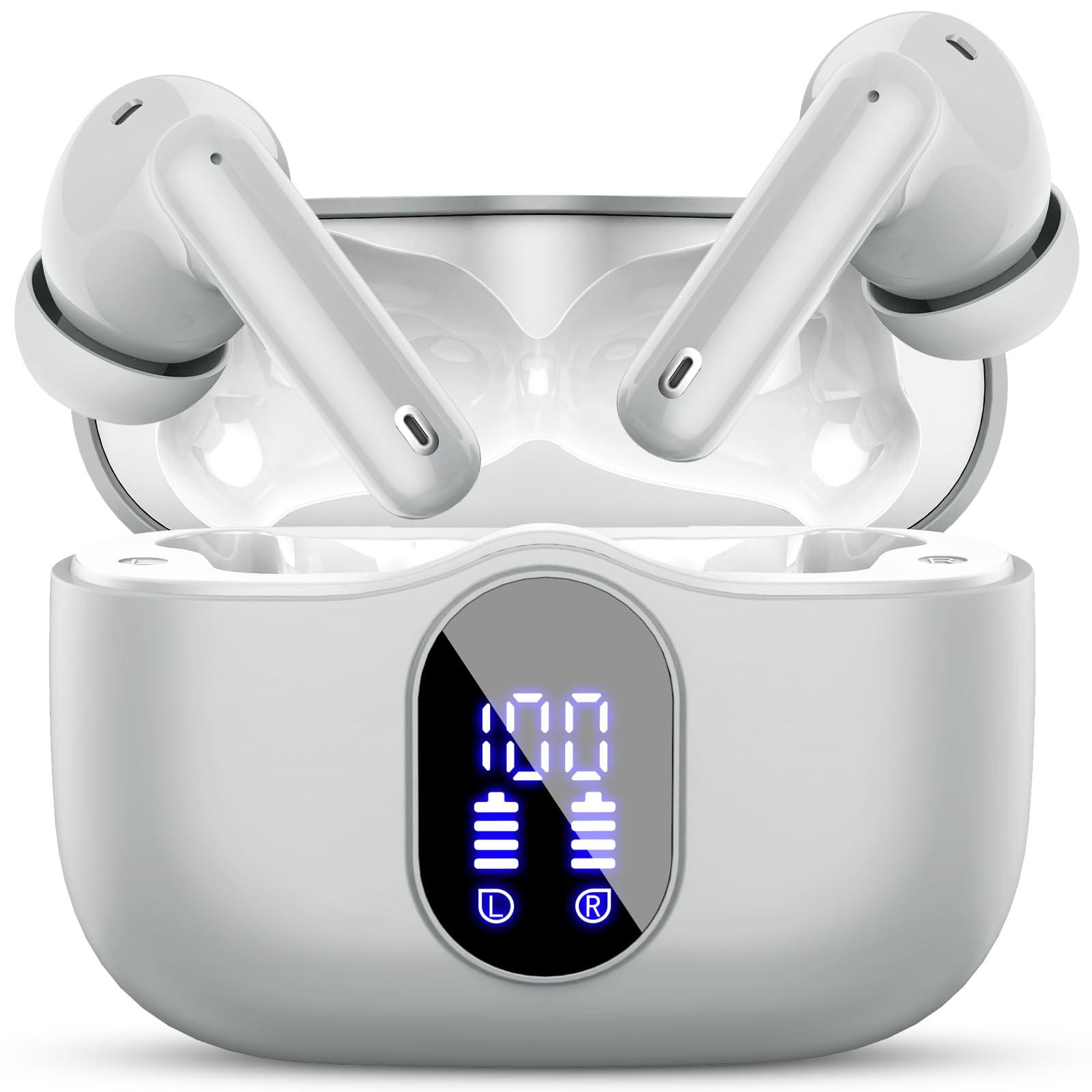 Wireless Earbuds, Bluetooth Headphones 5.4 HiFi Stereo, Wireless Earphones with ENC Noise Cancelling Mic, IP7 Waterproof in Ear Headphones, LED Digital Display Ear Buds, Touch Control, Black - pokemaWireless Earbuds, Bluetooth Headphones 5.4 HiFi Stereo, Wireless Earphones with ENC Noise Cancelling Mic, IP7 Waterproof in Ear Headphones, LED Digital Display Ear Buds, Touch Control, Black